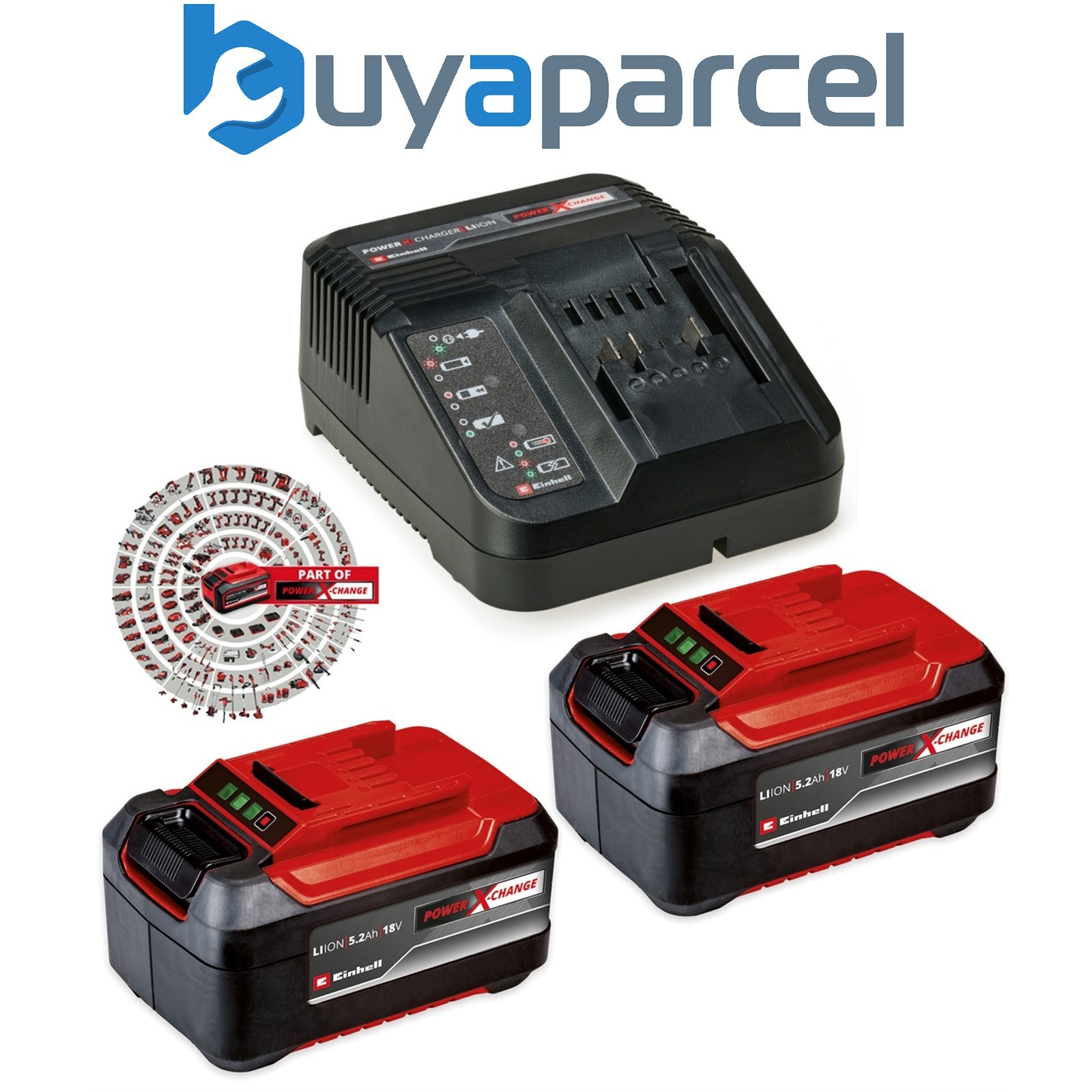 Einhell 2 x 5.2Ah PLUS 18V Battery Power X-Change Starter Kit + 3ah PXC Charger
