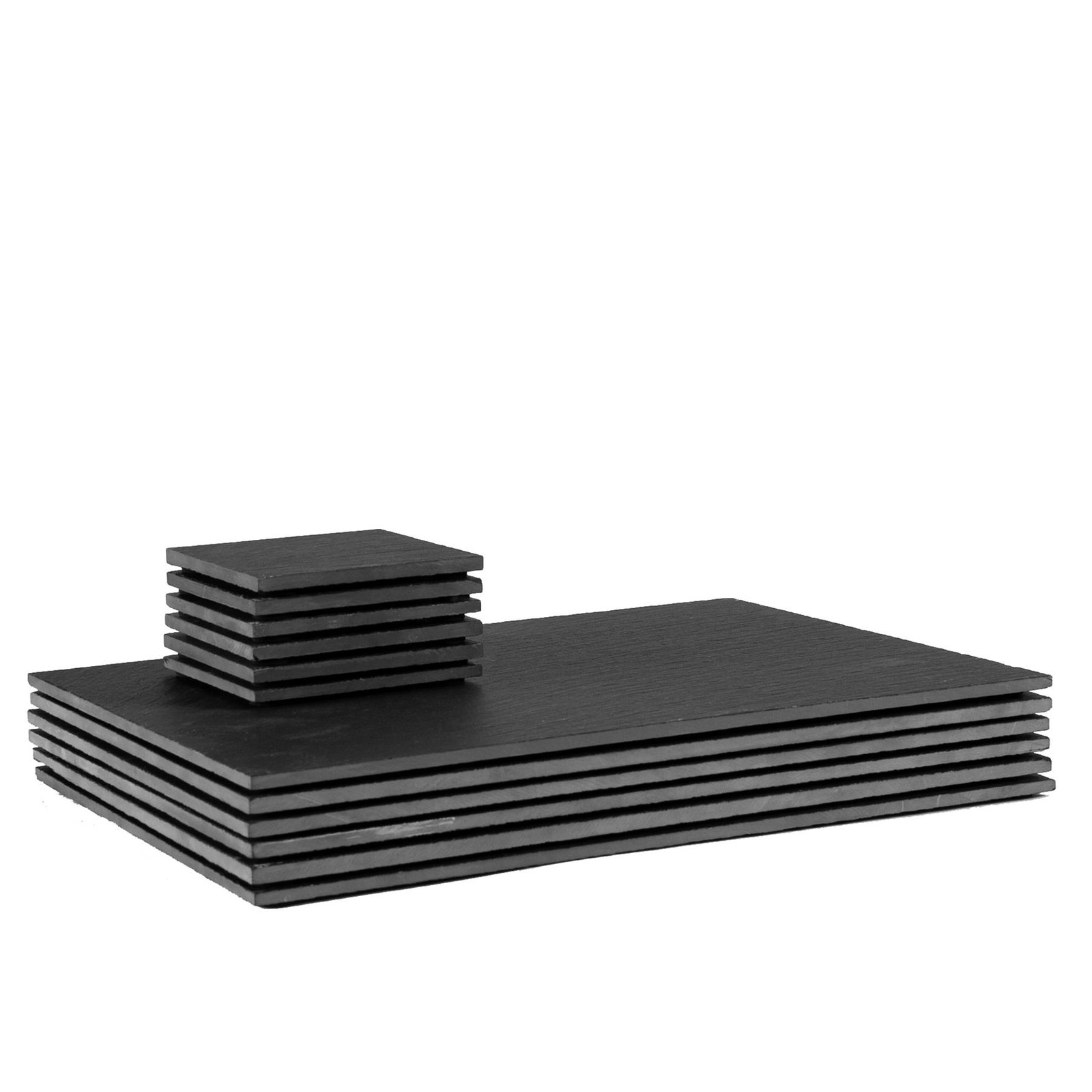 12 Piece Linea Rectangle Slate Placemats & Coasters Set Table Setting 10cm Grey