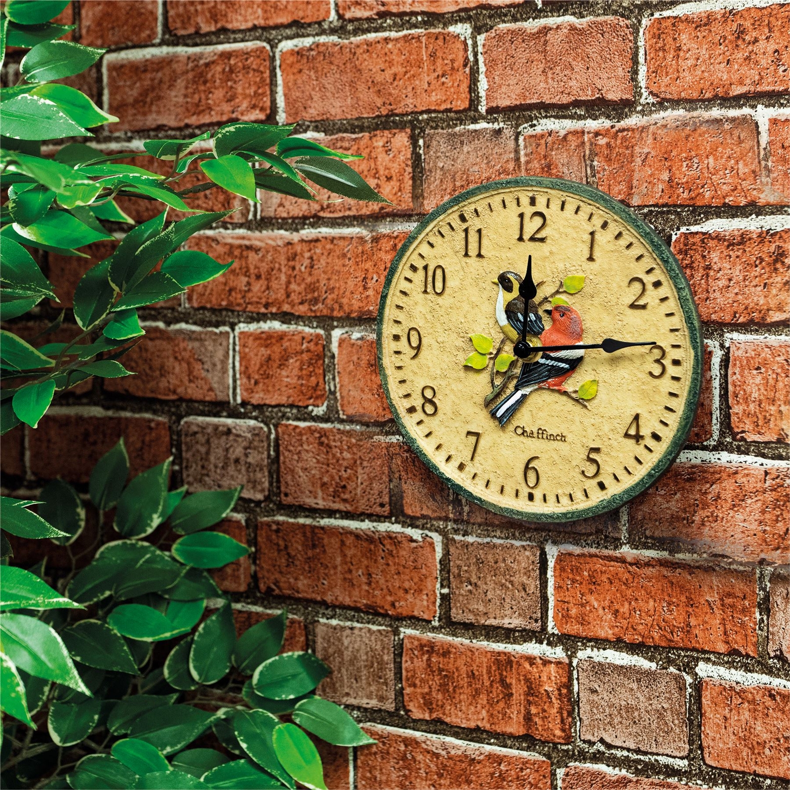 Wall Clock Garden Ornament Chaffinch Bird Home Indoor Outdoor Hand Painted