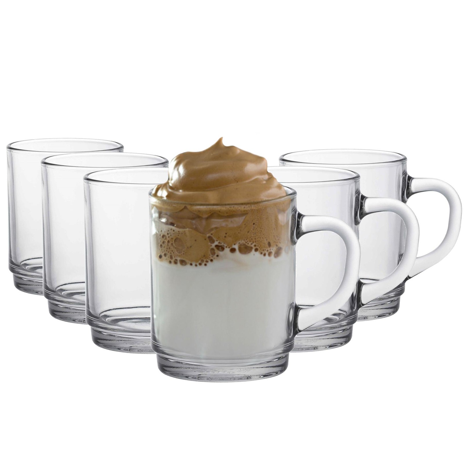 Duralex Versailles Glass Coffee Mugs Cups for Tea Hot Drinks 260ml Clear x6