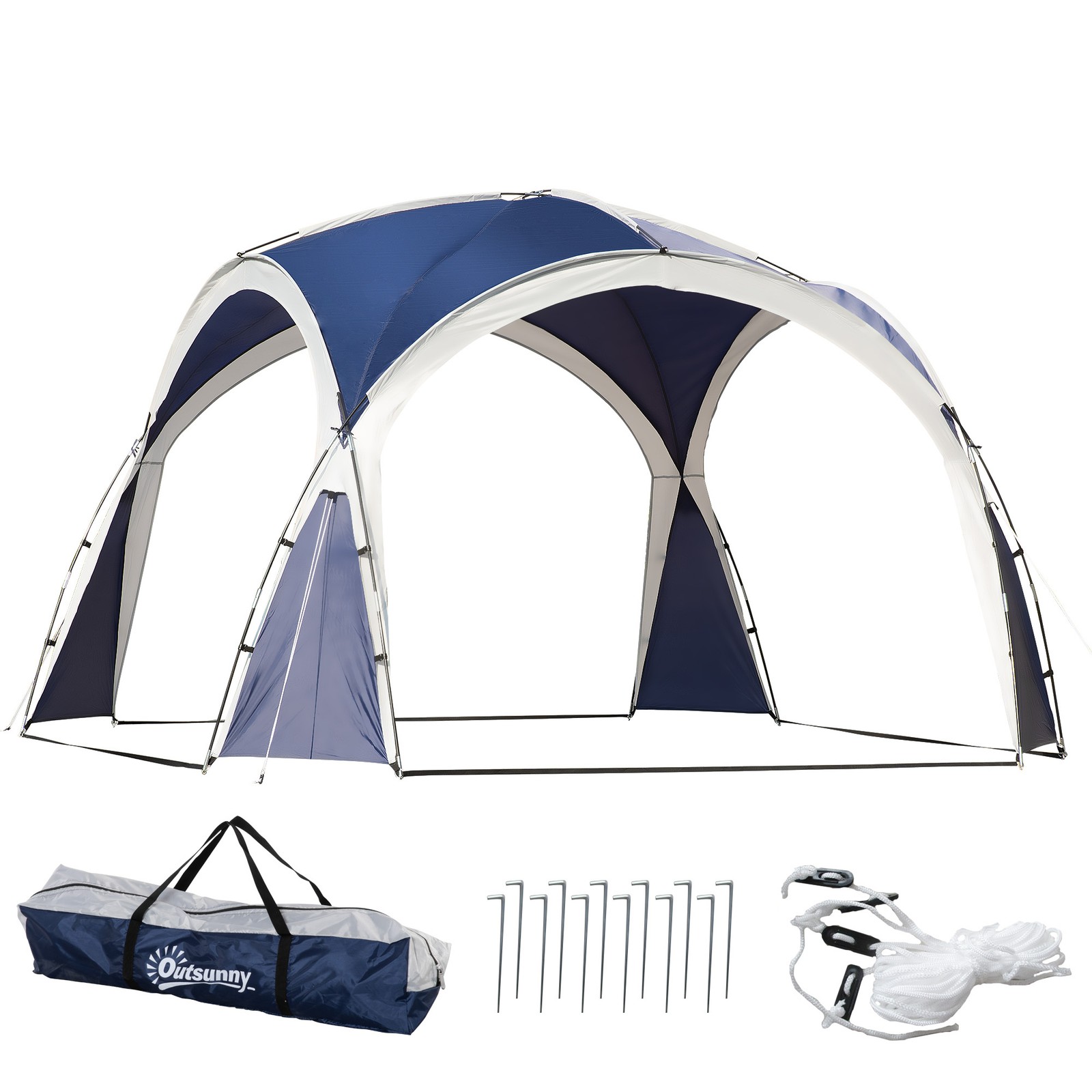 Outsunny Outdoor Gazebo Event Dome Shelter Party Tent for Garden Blue and Grey