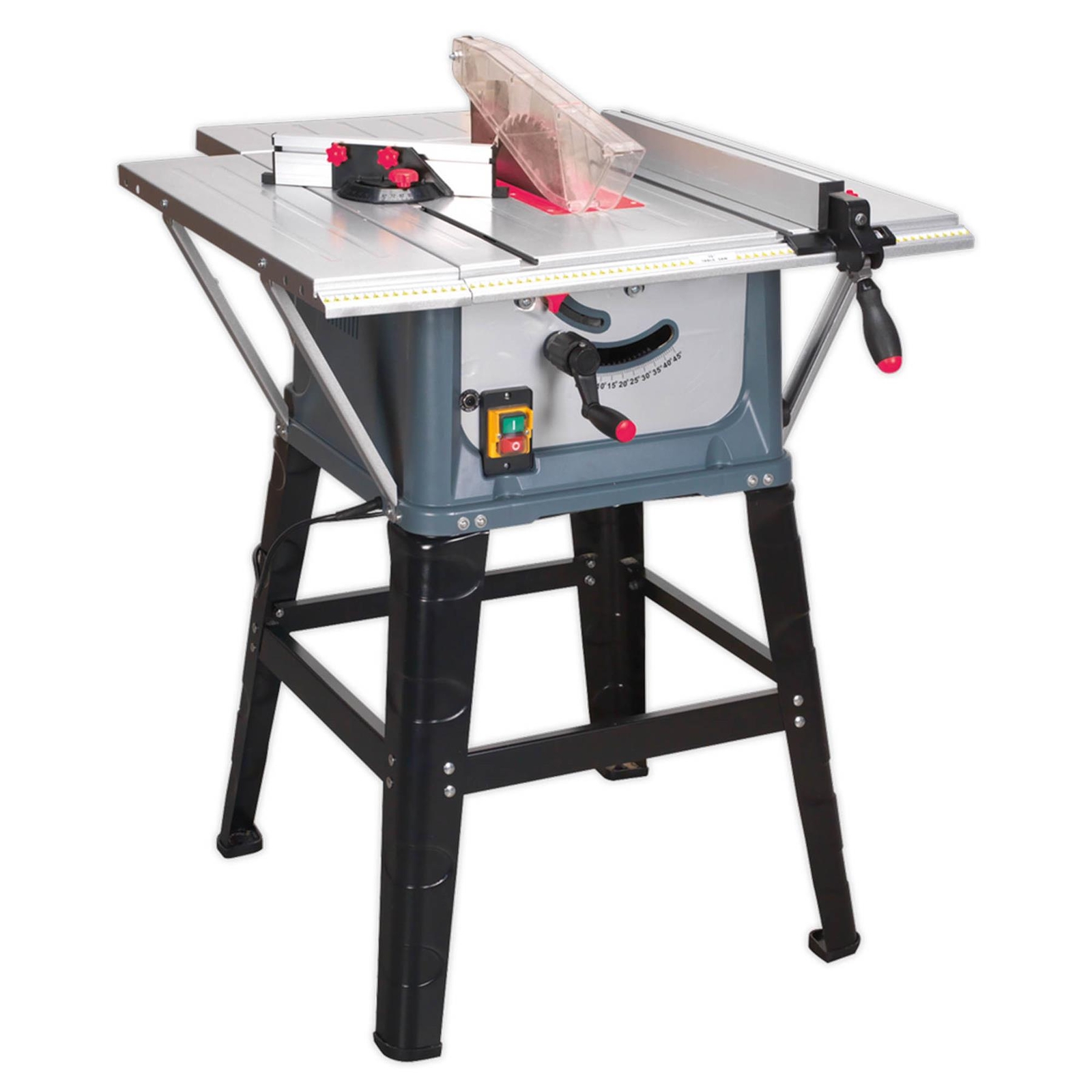 Sealey Table Saw With Metal Stand 254mm 230V 1500W Aluminium with 40 Tooth Blade