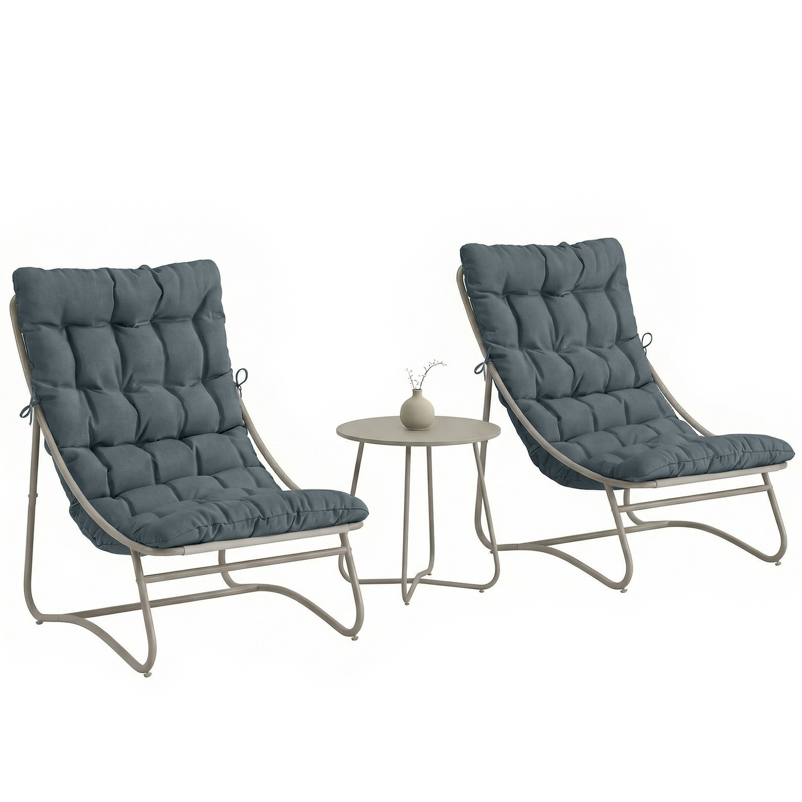 Outsunny Garden Bistro Set, Bistro Table and Chairs w/ Cushions, Dark Grey