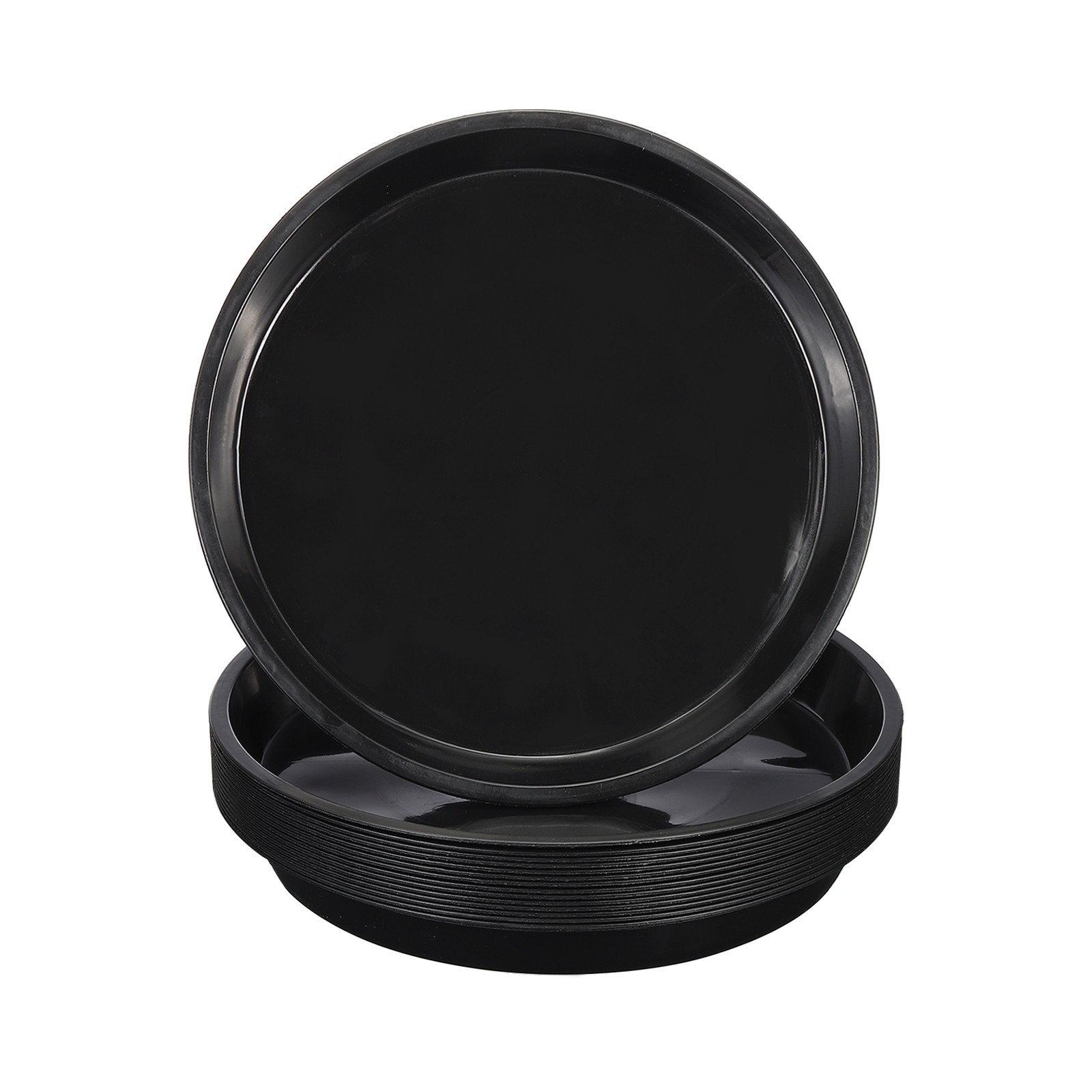 16Pcs Plastic Plant Saucer 12" Round Plant Pots Drip Water Tray Black