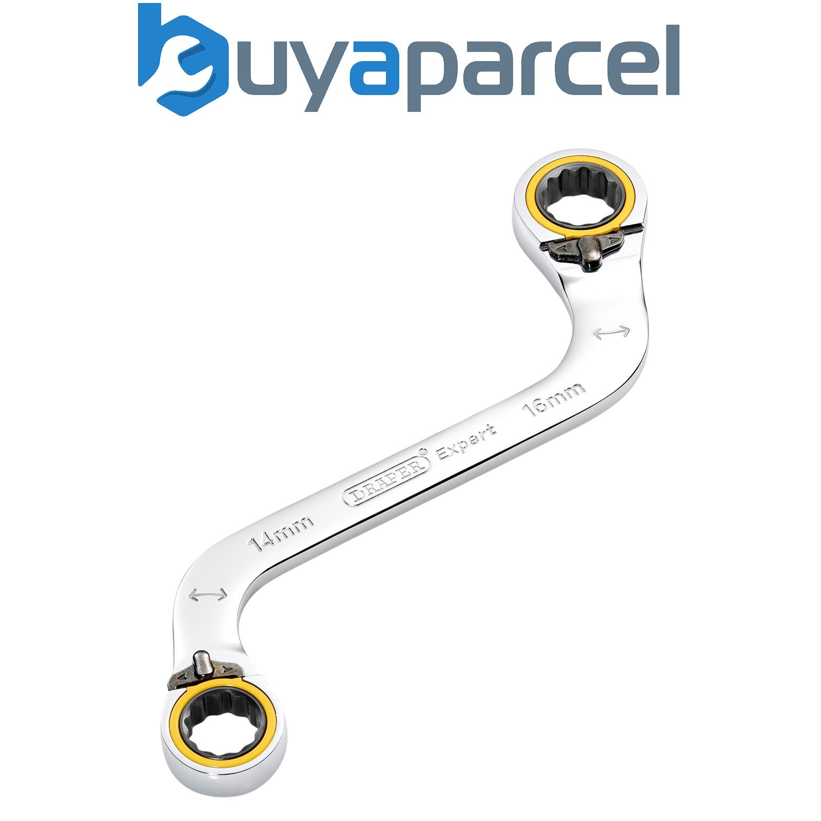 Draper 03944 Draper Expert HI-TORQ Double Ring Ratchet S-Shape Spanner, 14 x 16m