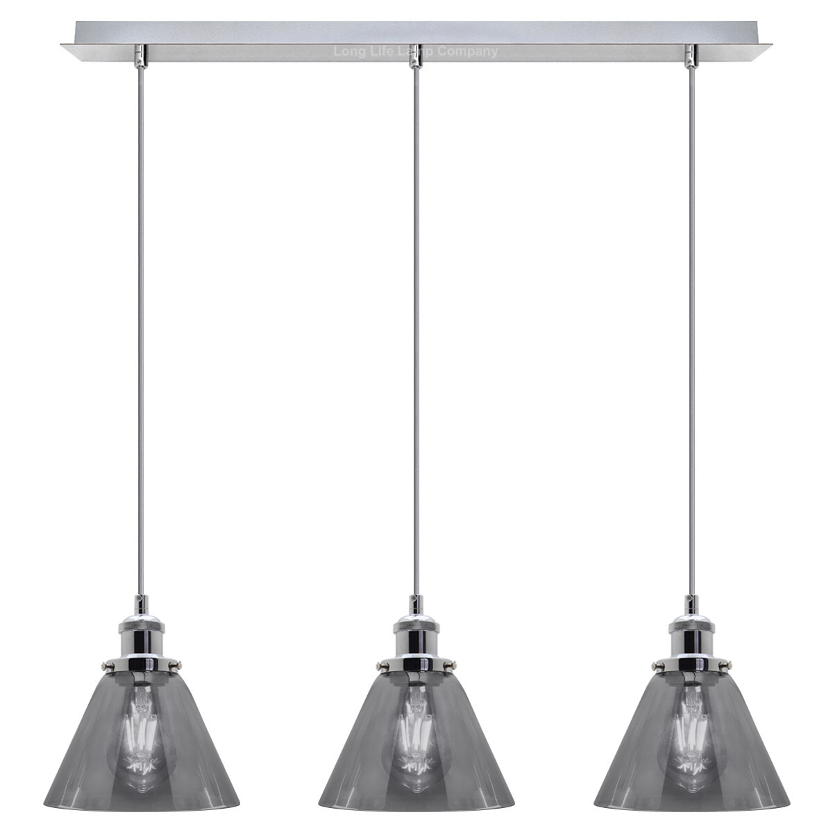 Modern Vintage Grey Glass Ceiling Light 3 Sconce Shades Pendant Lamps K403