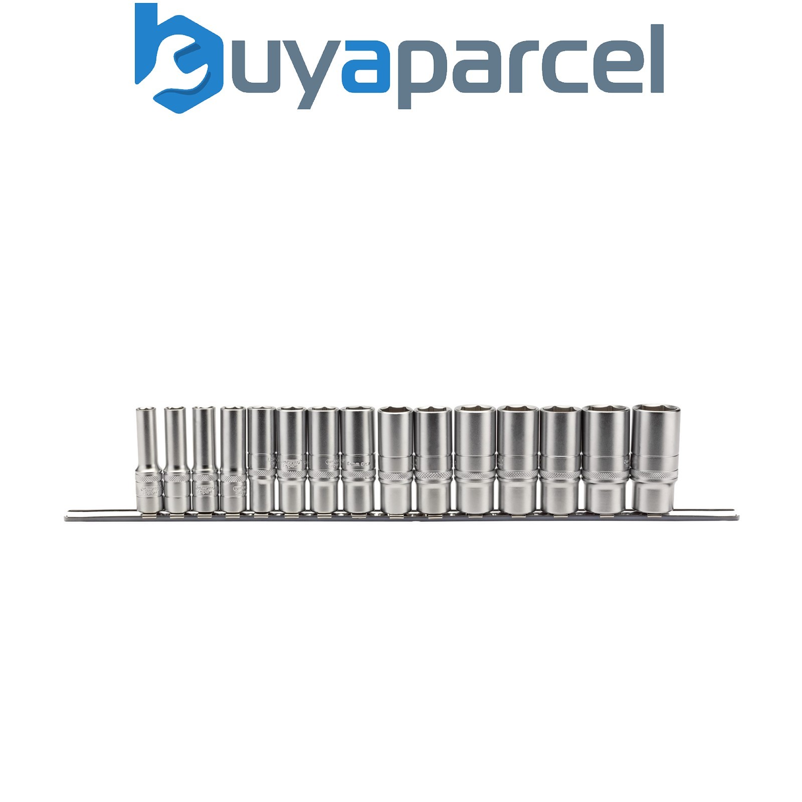 Draper 16494 Draper Expert Metric Deep Socket Set on a Metal Rail, 3/8" Sq. Dr.