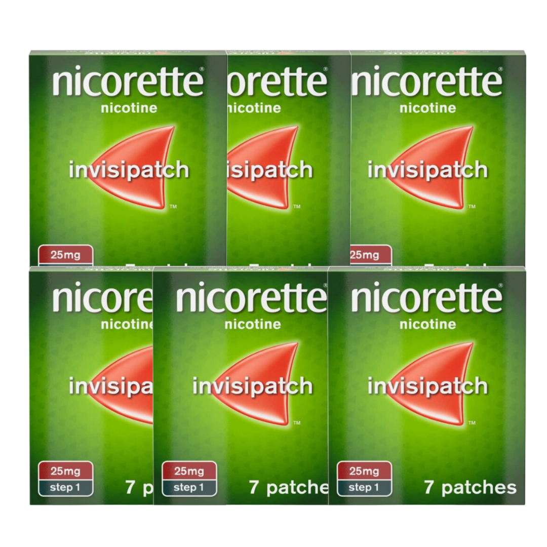 Nicorette Invisi 25mg Patch Step 1 7 Patches x 6 Effective Nicotine Replacement