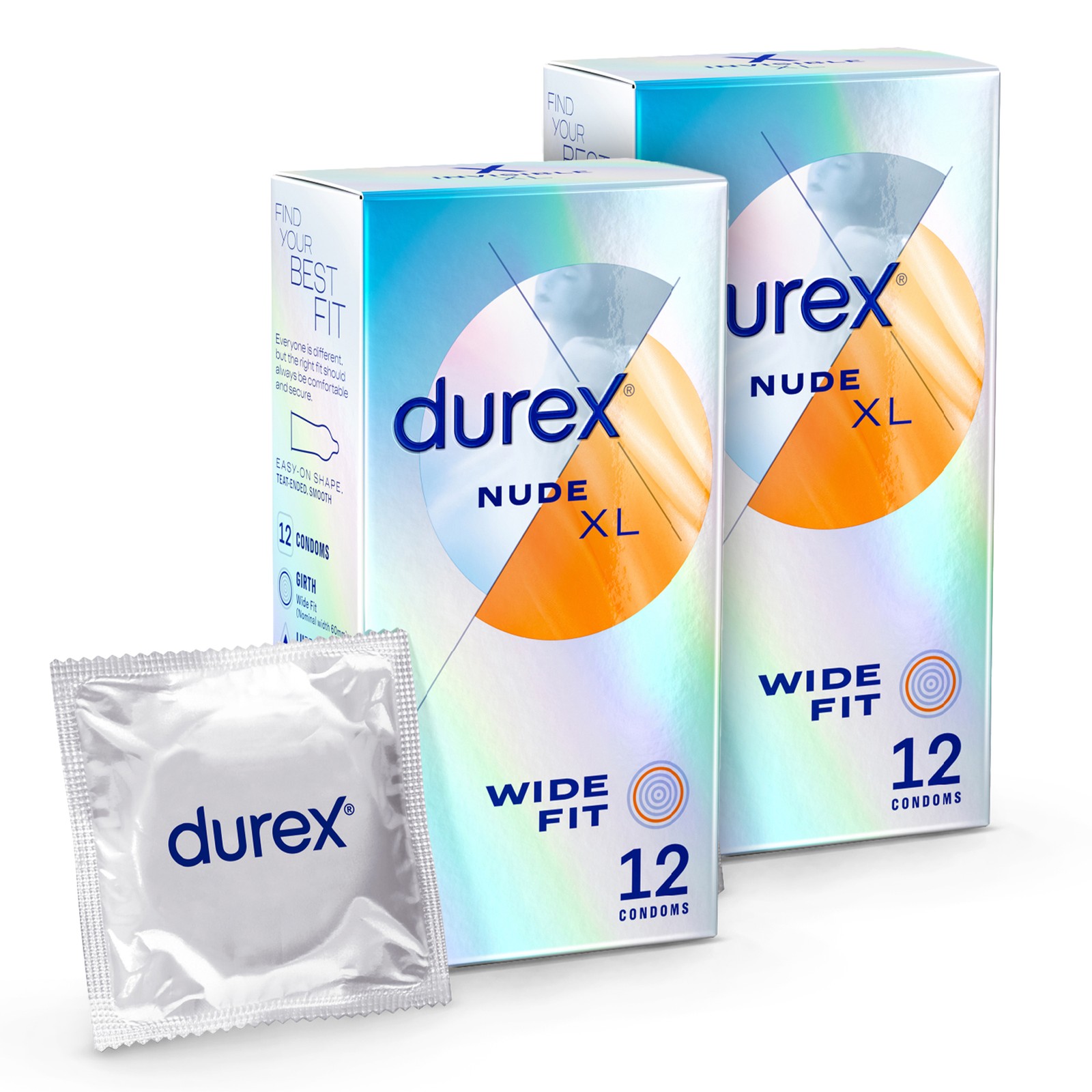 Durex Nude XL Wide Fit 2 x 12 Pack (24 Foils Total)