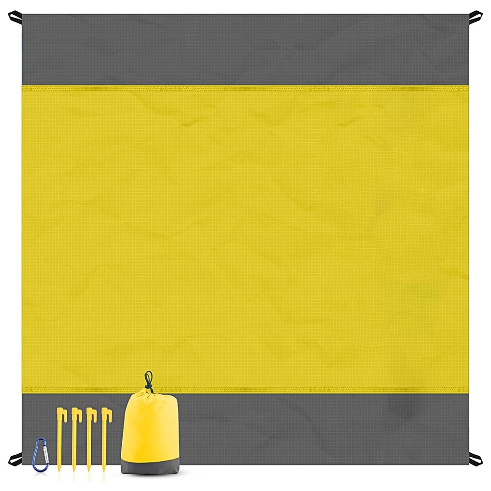 3X(Yellow Outdoor Camping and Moisture-Proof Mat, Foldable Lawn Beach Mat,7110