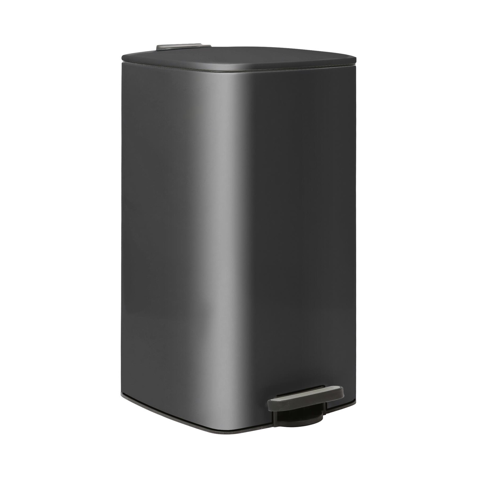 1x 30L Square Stainless Steel Kitchen Pedal Bin Black Rubbish Waste Dustbin