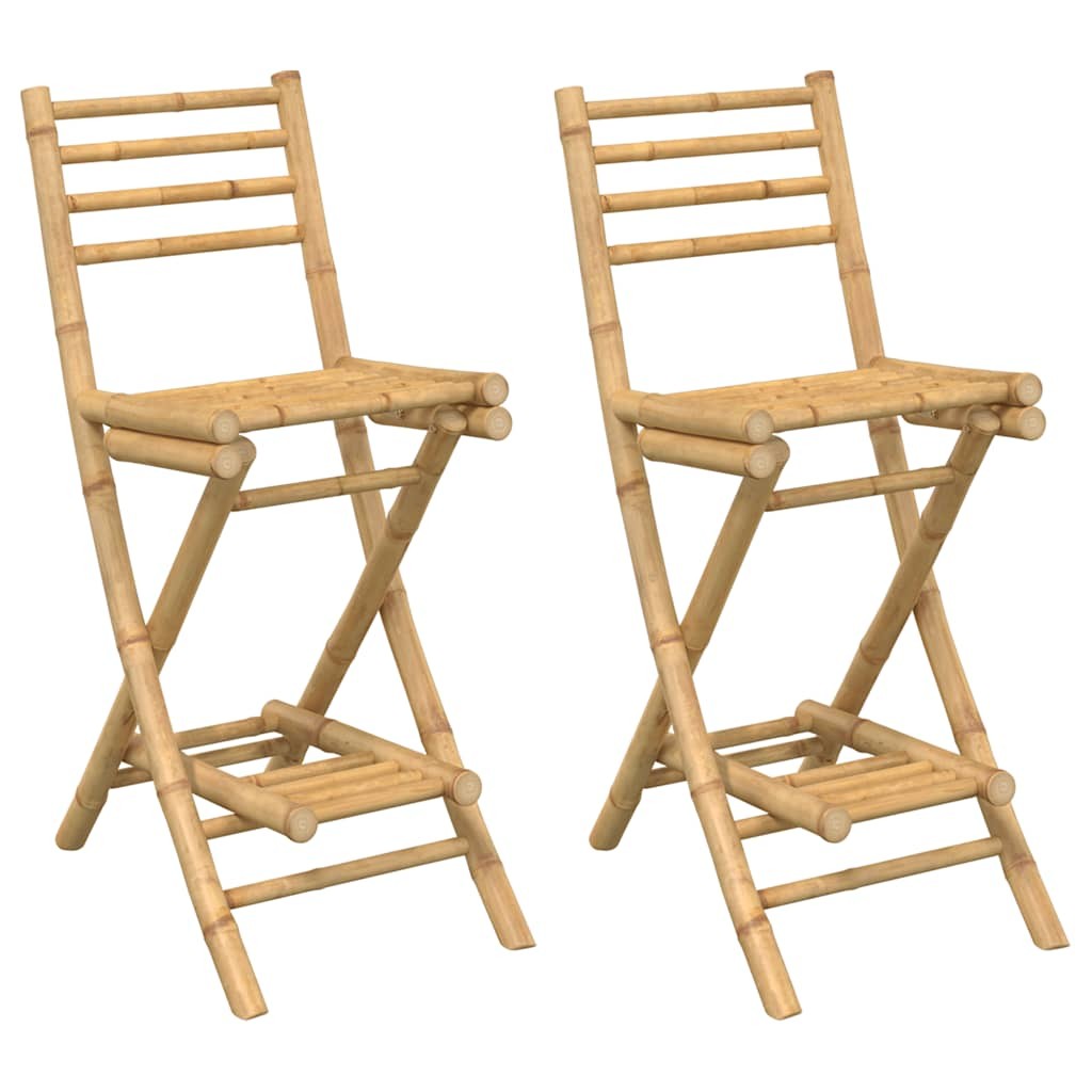 Outdoor Bar Stools with Footrests 2 pcs Foldable Bamboo vidaXL