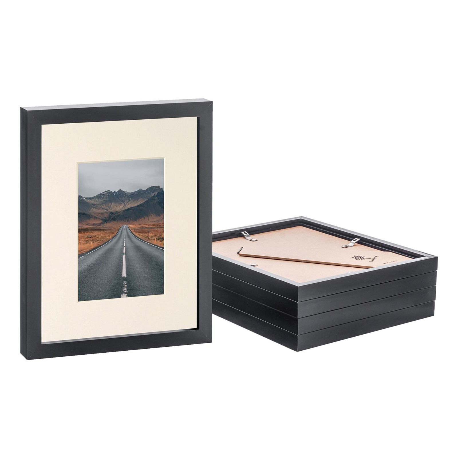 5x Black 8" x 10" Photo Frames with Ivory 4" x 6" Mount Picture Décor