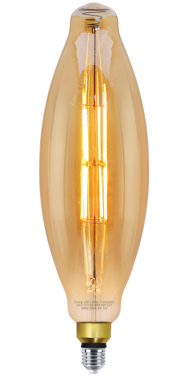 6W Retro Vintage Style OVERSIZE LED Light Bulb Dimmable CT120DIM E27 Edison