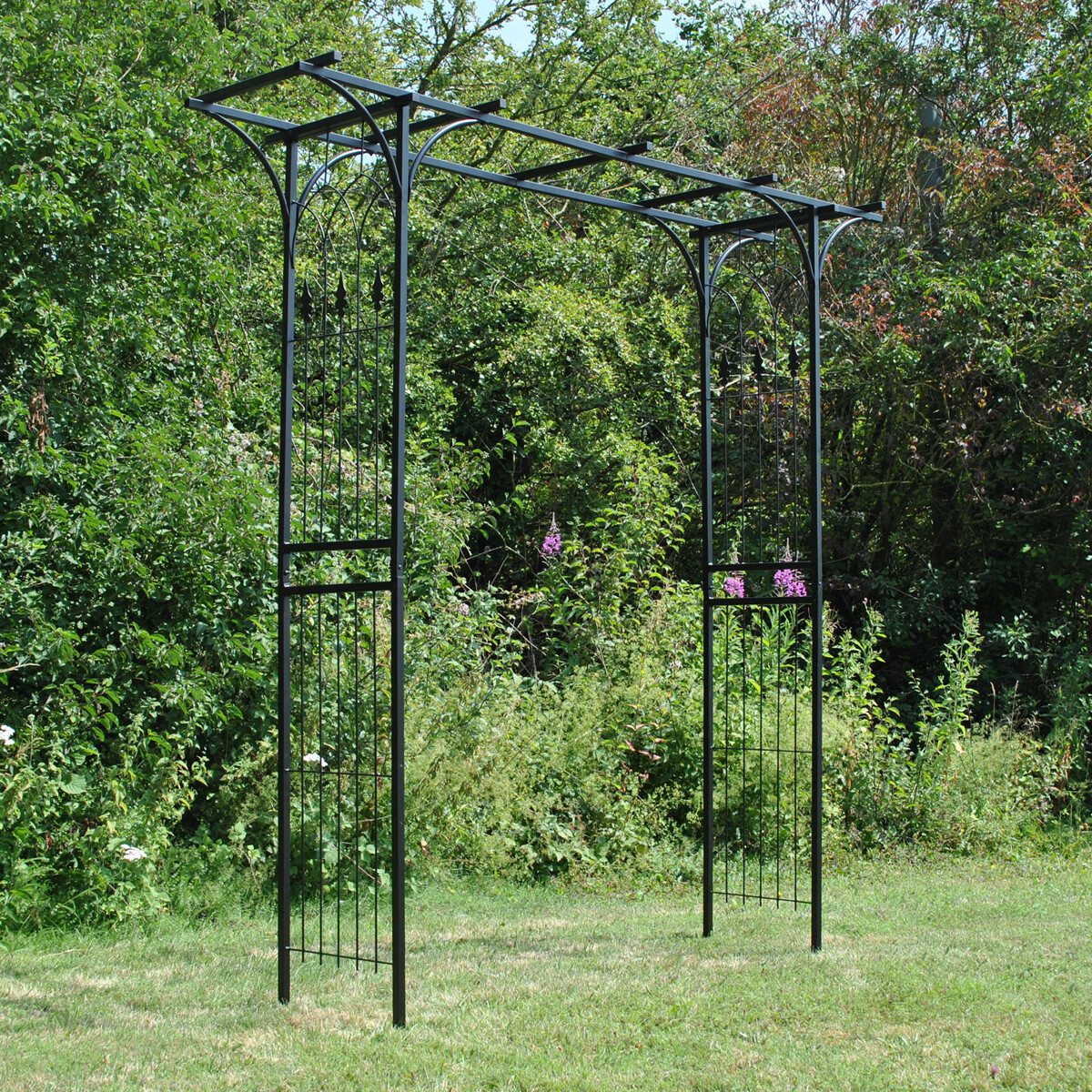 Metal Garden Arbour Style Arch Fleur de Lys Design with Ground Spikes