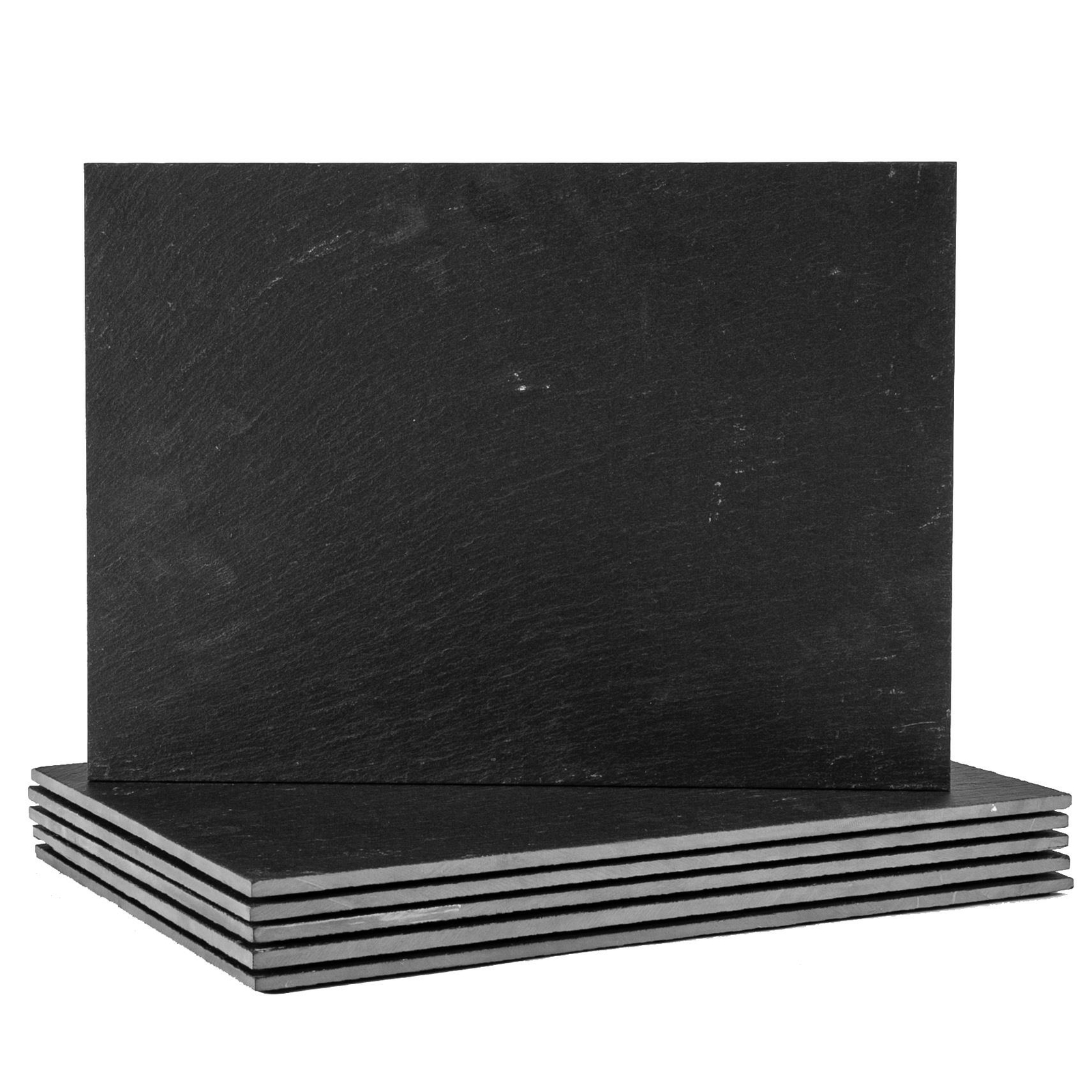 6x Linea Rectangular Slate Placemats Rustic Natural Table Mats 35 x 25cm Grey