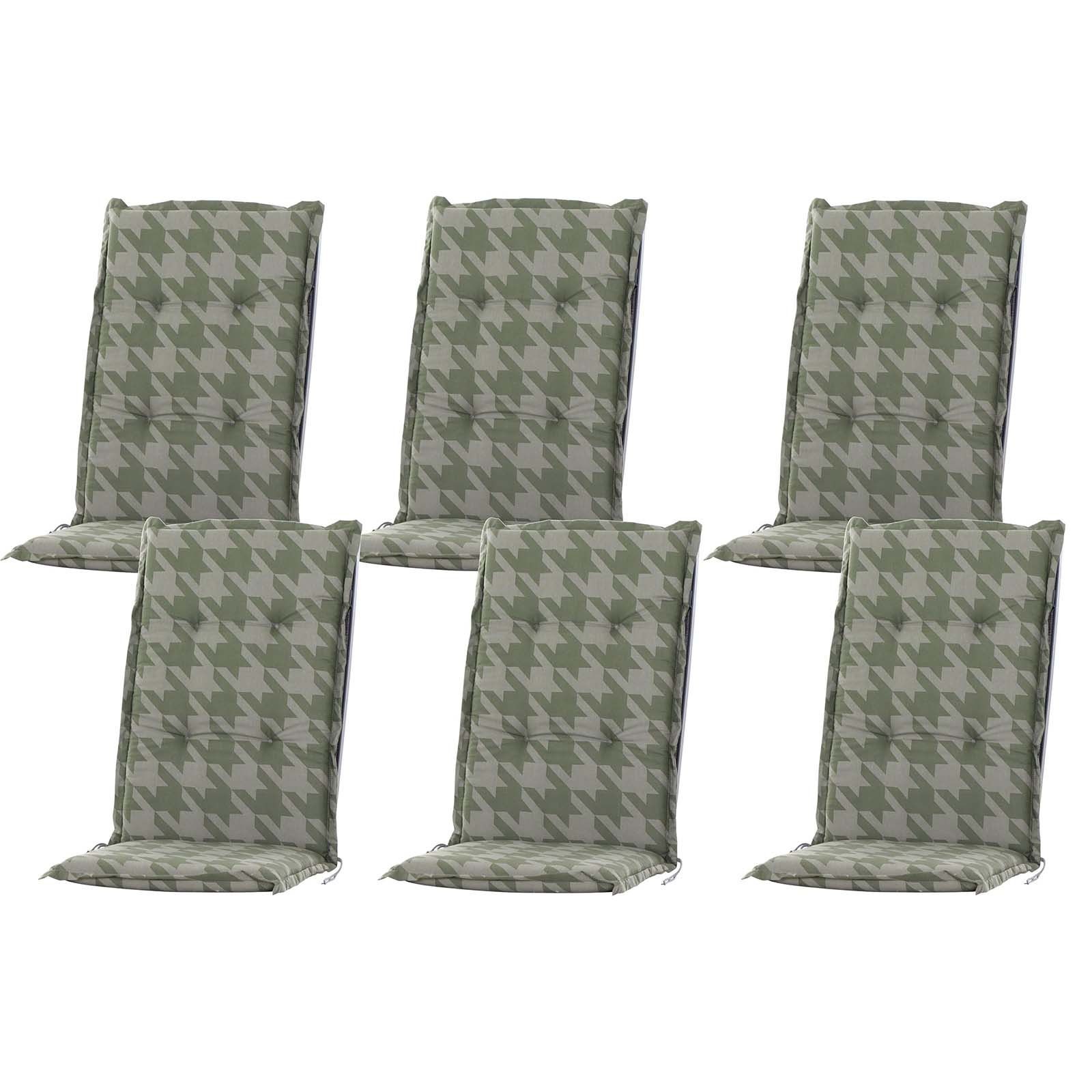 6x Pads High Backed Chair Garden 120x48 Seatr Cushions Gartenstuhlauflagen Check