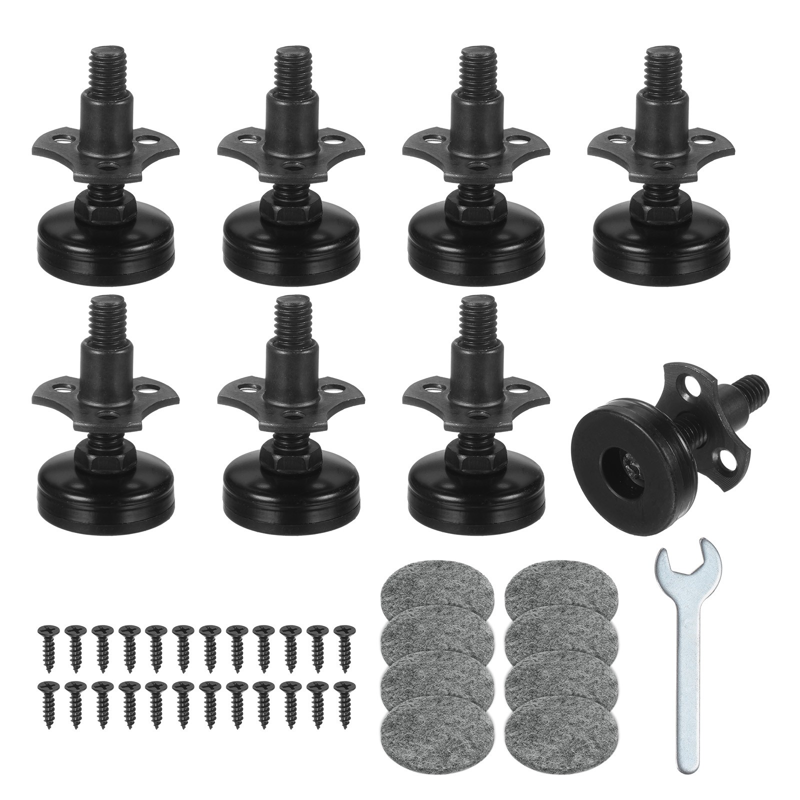 8-Pack 3/8"-16 Thread W/ T-Nut Kit Furniture Feet [Black-Supports 2640LBS]