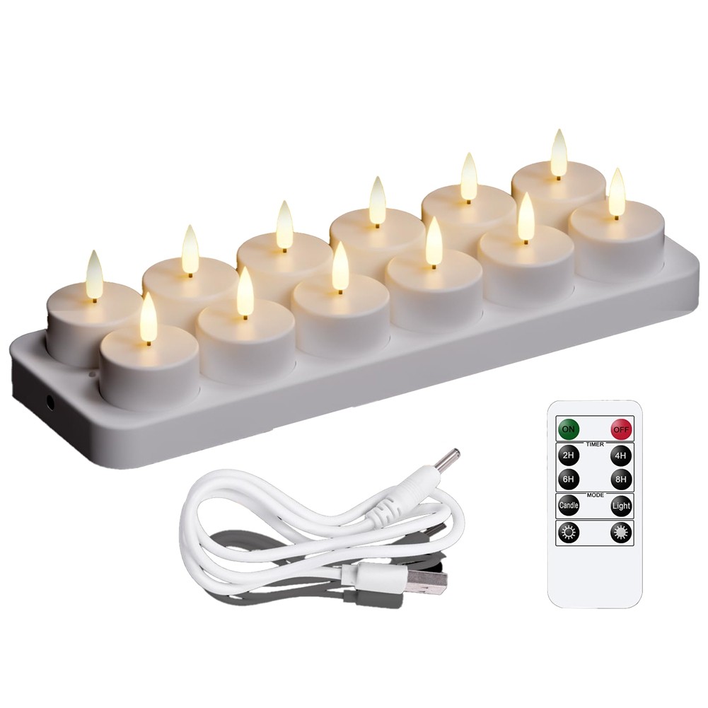 Rechargeable Tea Lights Candles, 12 Pcs Rechargeable Candles with Remote3772