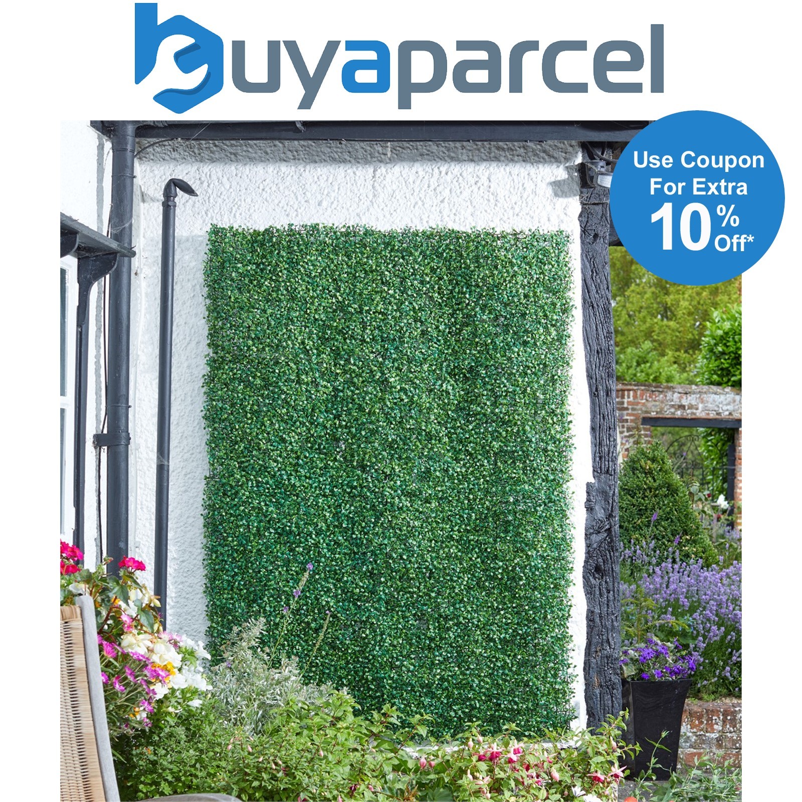 4x Smart Garden 60x40cm Boxwood Leaf Screening Panel Wall Cover Faux Trellis Mat