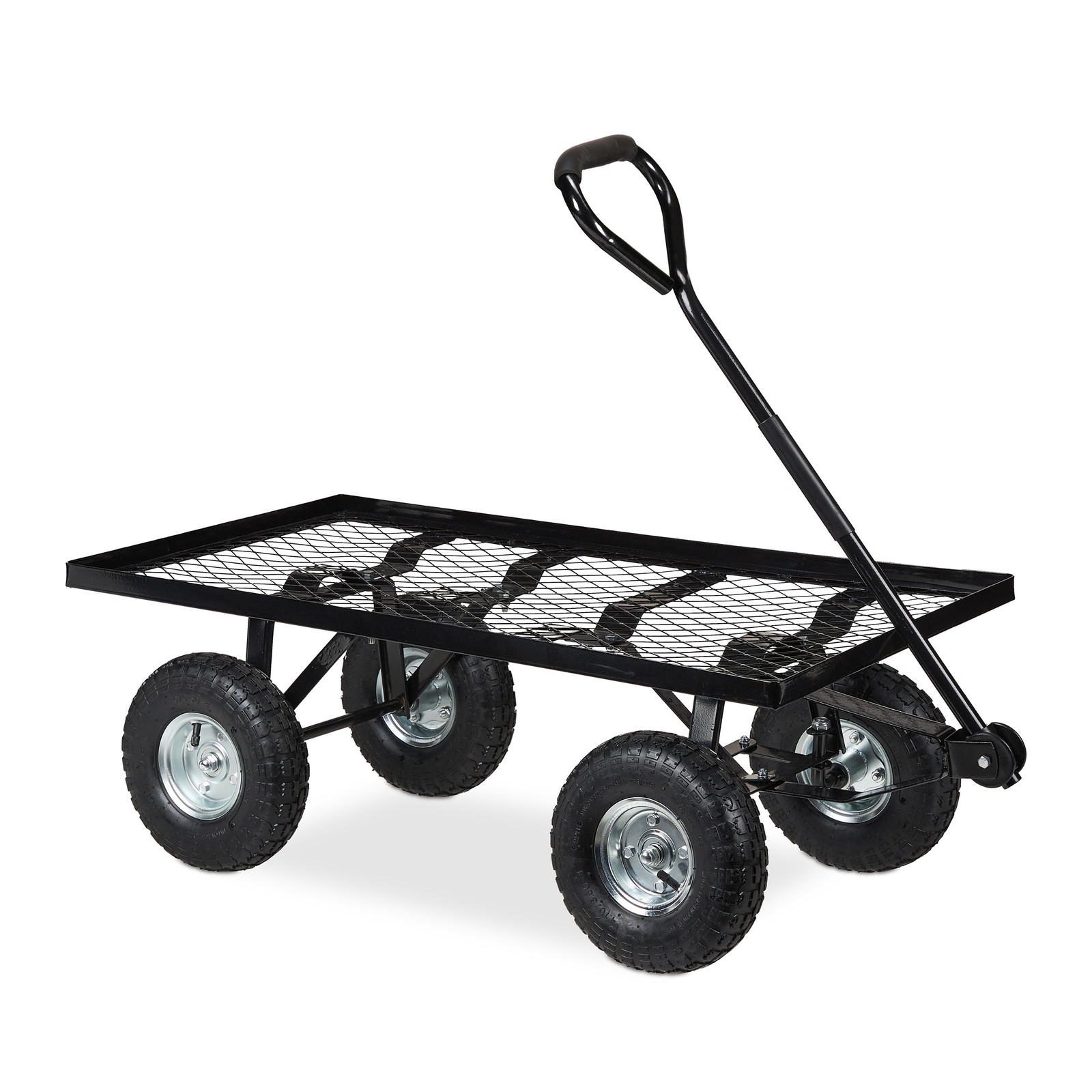 Trolley cart Flatbed Wagon Portable Handcart 200 kg Pneumatic Wheels Steel Frame