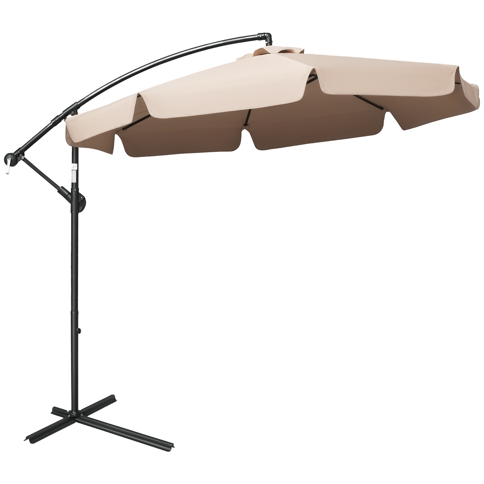 Outsunny 2.7m Garden Cantilever Banana Parasol Sun Shade w/ Crank, Light Brown