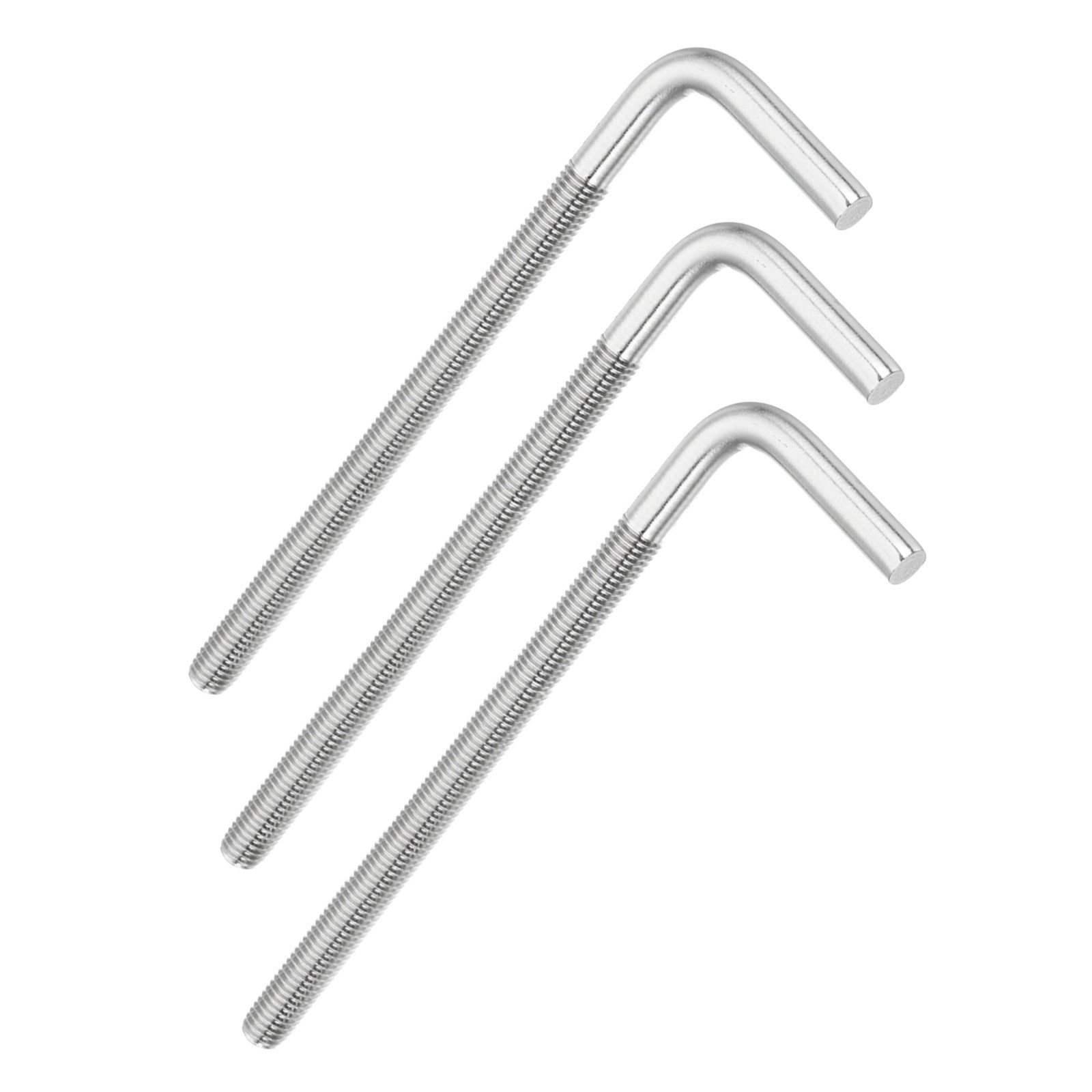 M12x200mm 7/L-Shaped Right Angle Bolt Screw, 3 Pcs