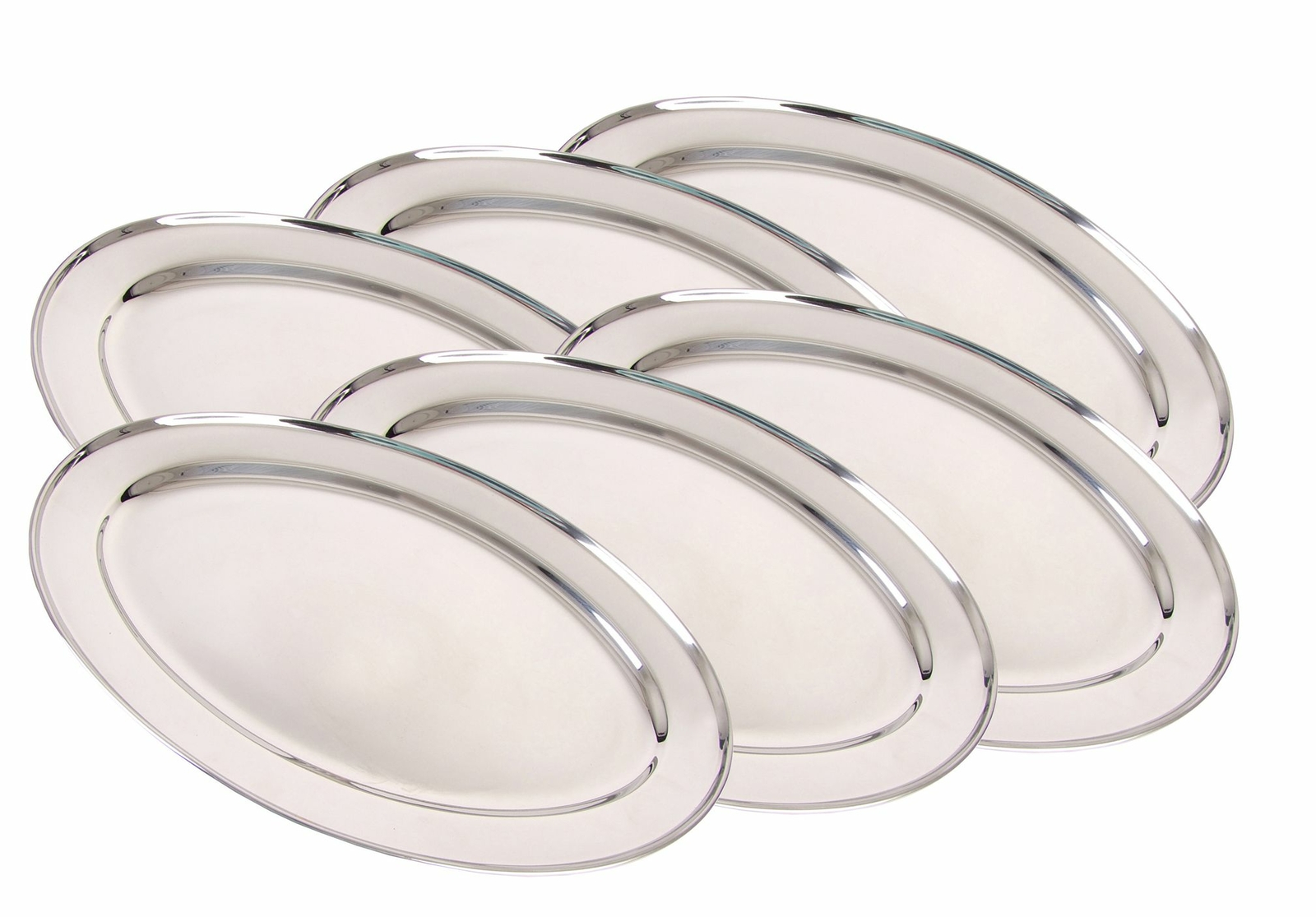 Set of 6 Stainless Steel Serving Plate 40cm Buffet Tray Party Platter