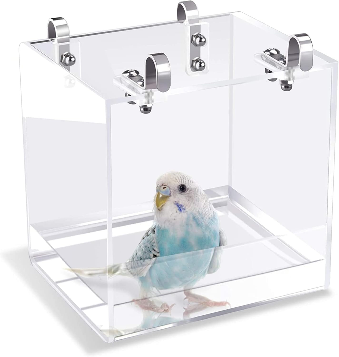 GURECOD Hanging Bird Bath Cube Bird Bathtub Bath Shower Box Bowl Cage Accessory