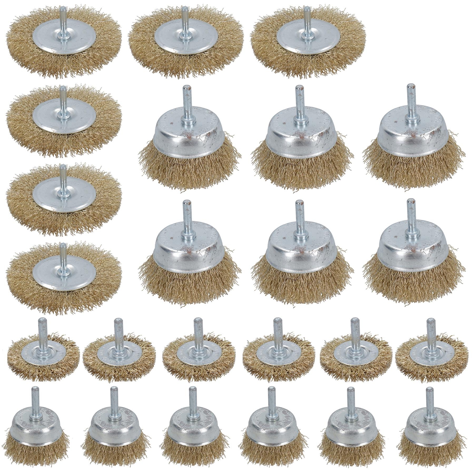 Steel Wire Metal Wheel / Rotary Cup Brush Crimped Set Rust Paint Removal AT377