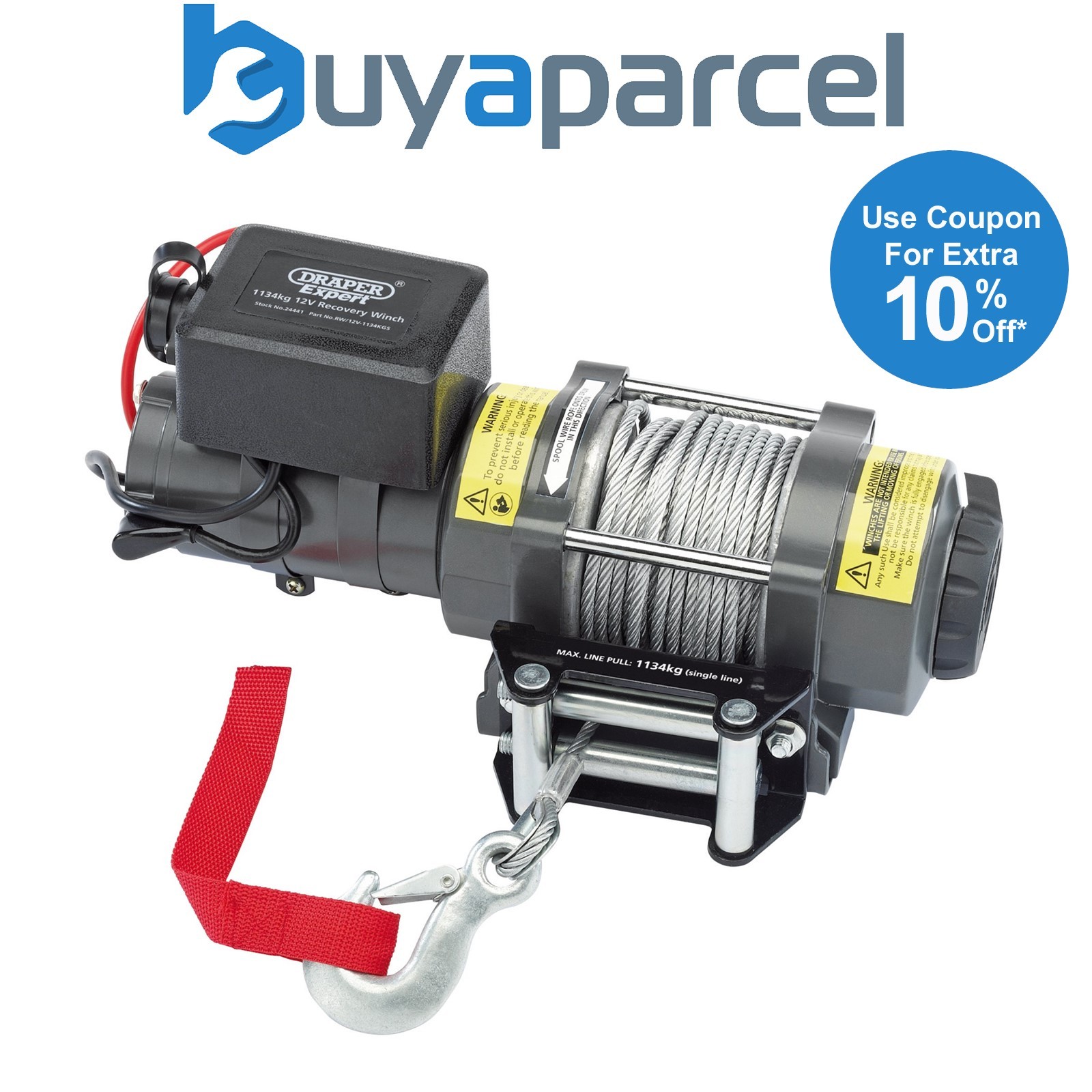 Draper 24441 Draper Expert 12V Recovery Winch, 1134kg