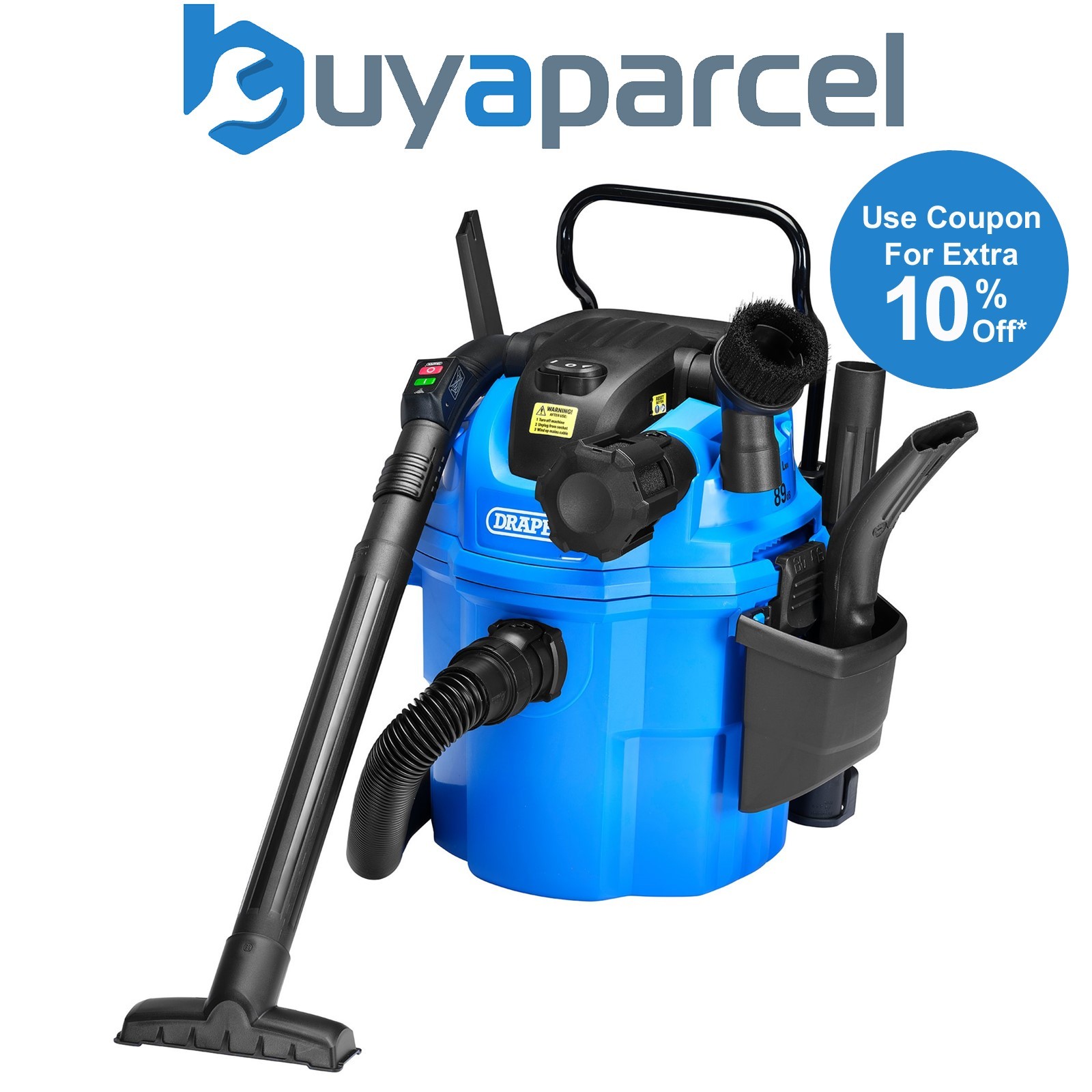 Draper 36313 230V Wall Mounted Wet and Dry Vacuum Cleaner, 1500W