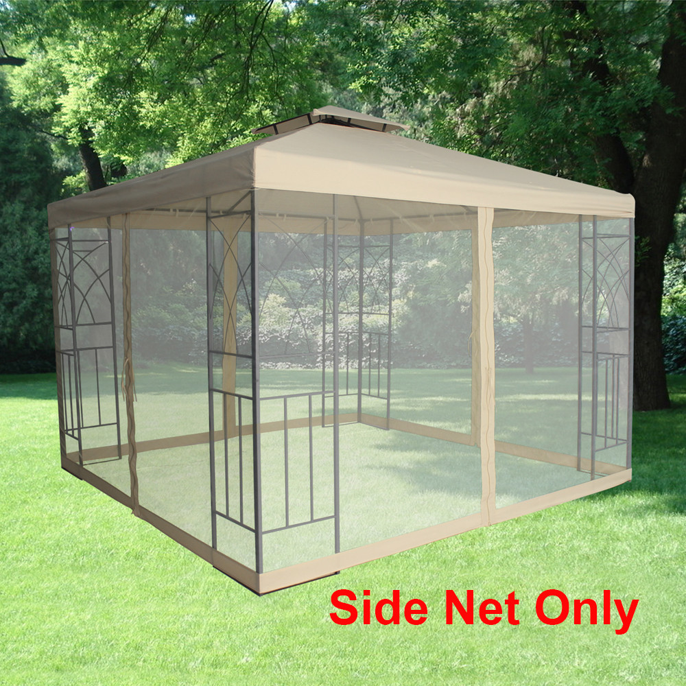 Mosquito Side Net Fly Screen Netting with Zipper for 3x3M Metal Gazebo Sand