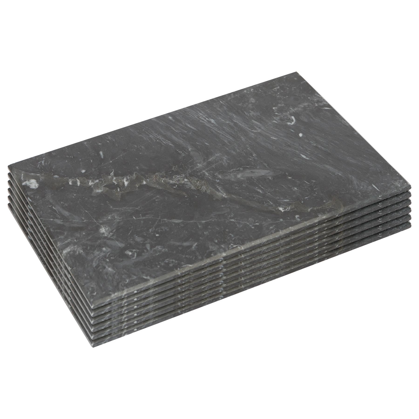 6x Black 30cm x 20cm Rectangle Marble Placemats Heat Resistant Dining Table Mat
