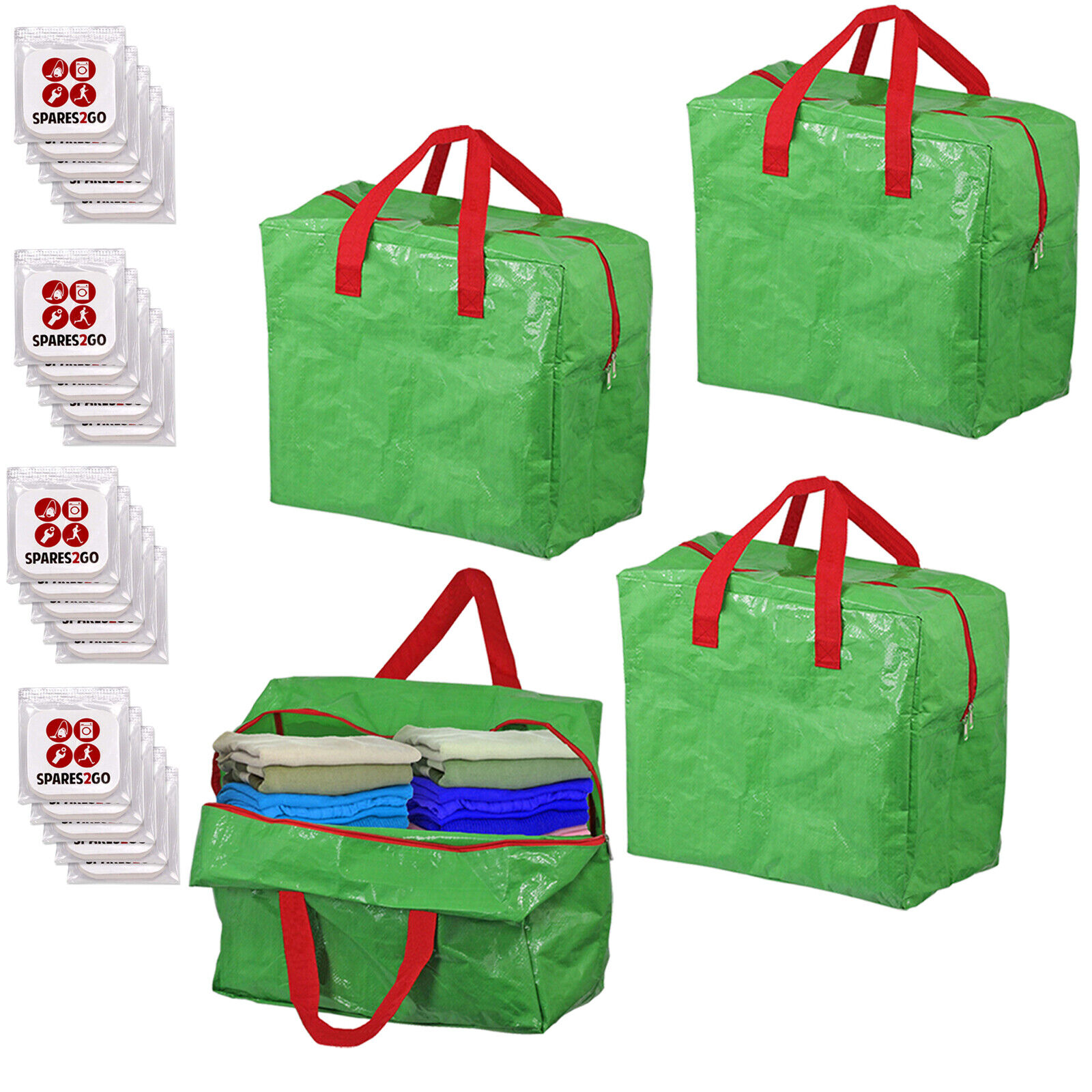 Large Zipped Bag Clothes Shoes Wardrobe Organiser Storage Zip 50L x 4 + Fresh