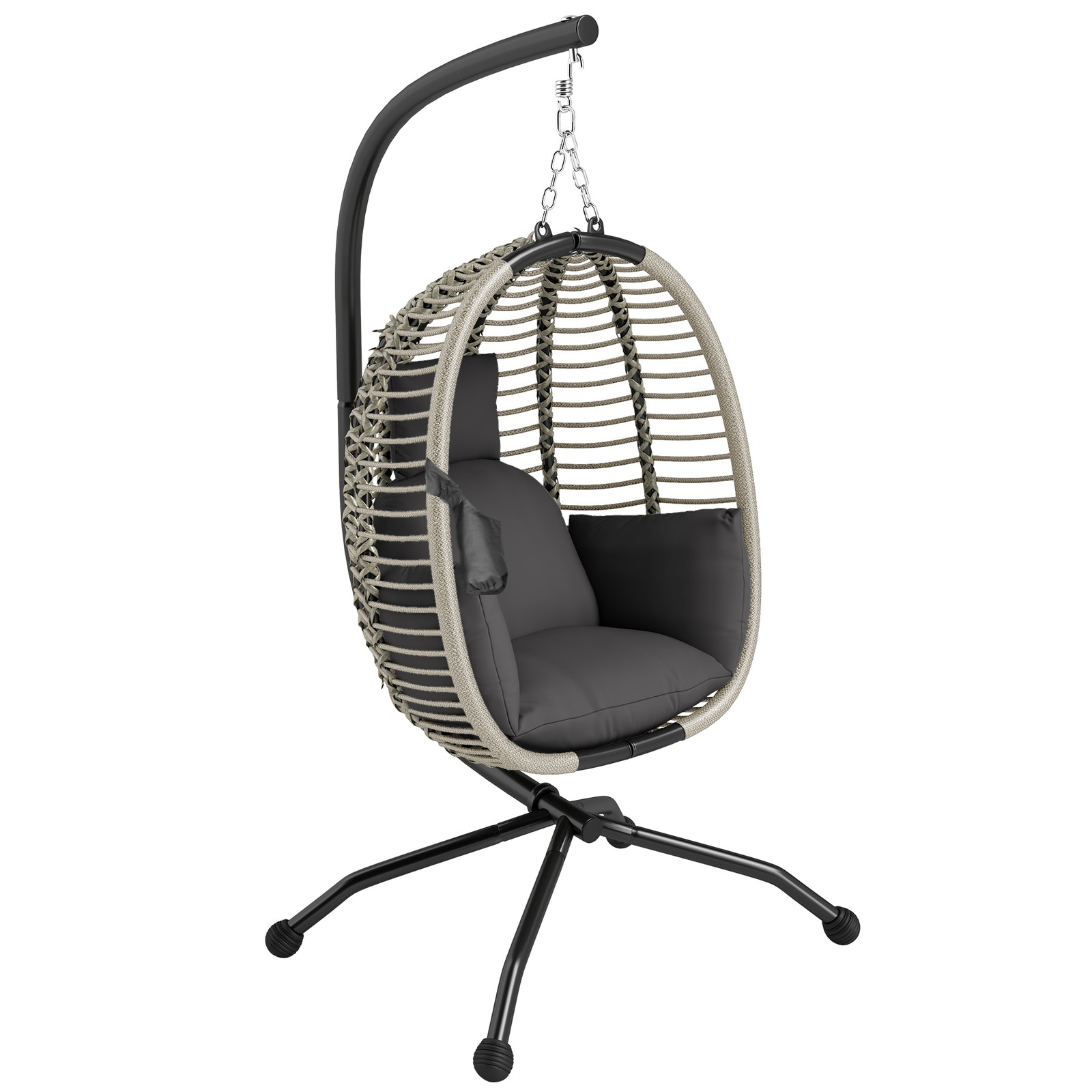 Outsunny Hanging Swing Chair w/ Thick Cushion, Hanging Chair, Dark Grey
