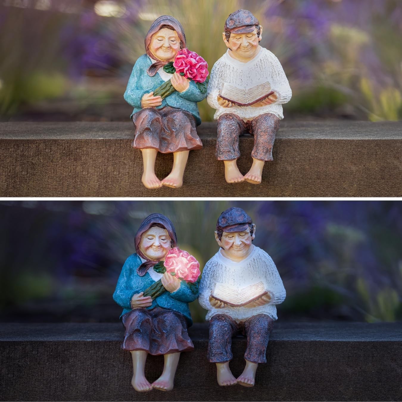 Garden Mile - Garden Ornaments Outdoor Solar Powered Set of 2 – Grandparent S