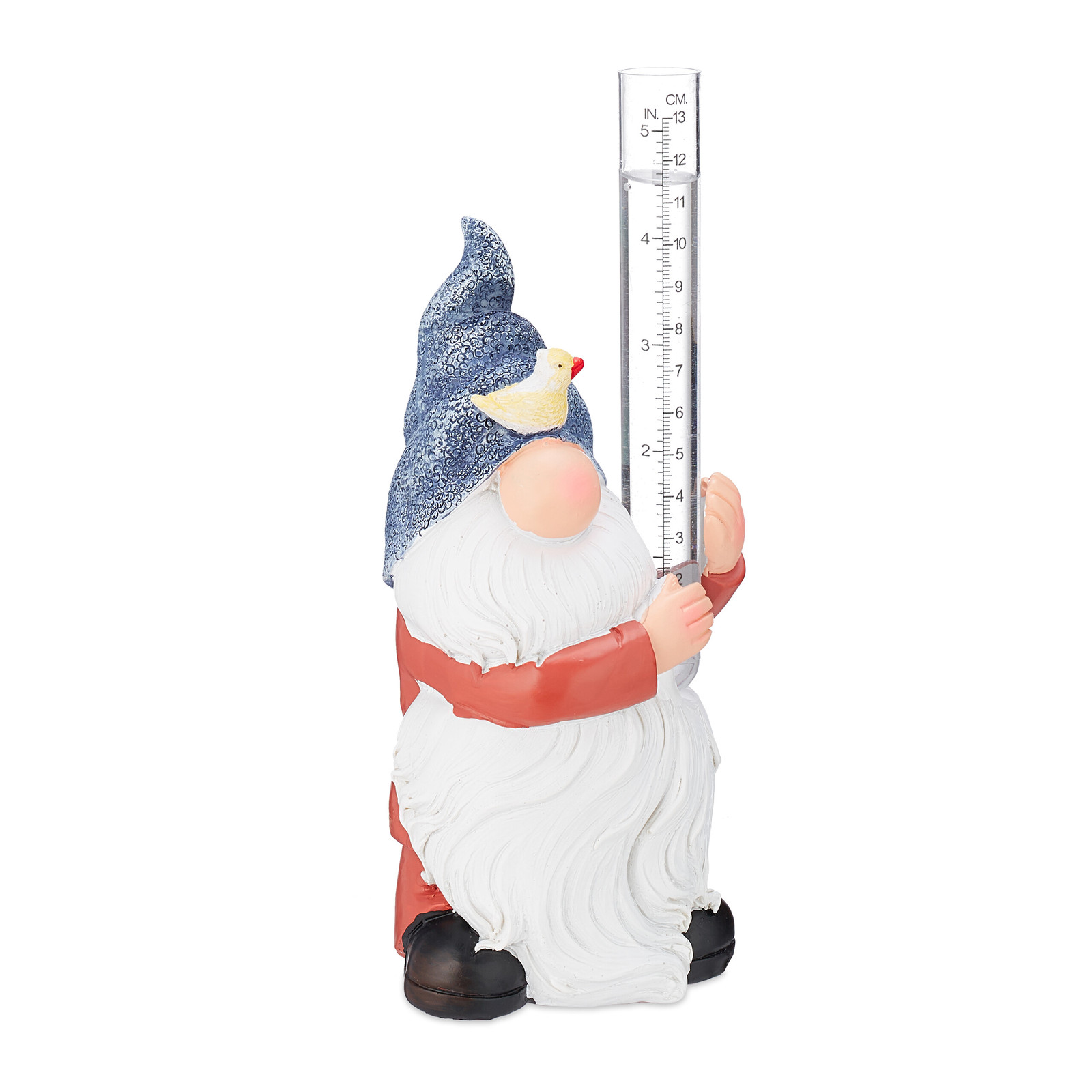 Rain Gauge Garden Gnome Meter Precipitation Indicator Rainfall Measuring Statue