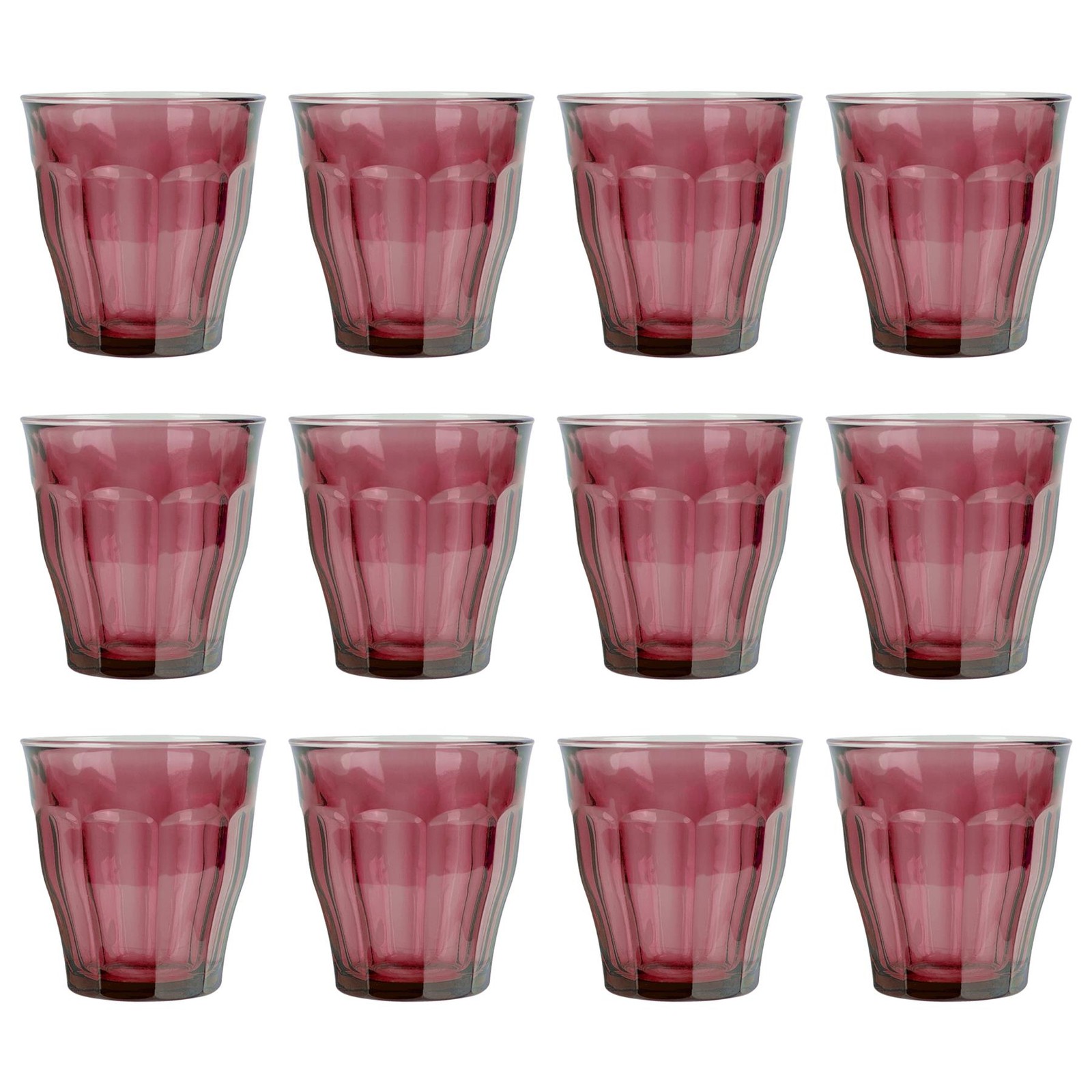 12x Duralex Plum 250ml Picardie Glass Tumblers Water Whiskey Drinking Cup Set