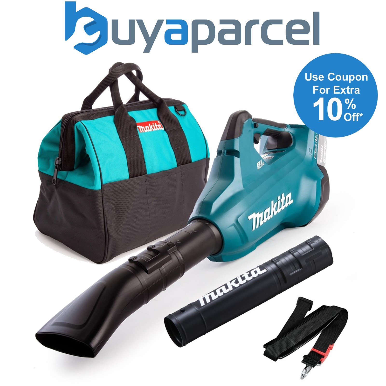 Makita DUB362Z Twin LXT 18v / 36v Lithium Brushless Leaf Blower Flat Nozzle +Bag