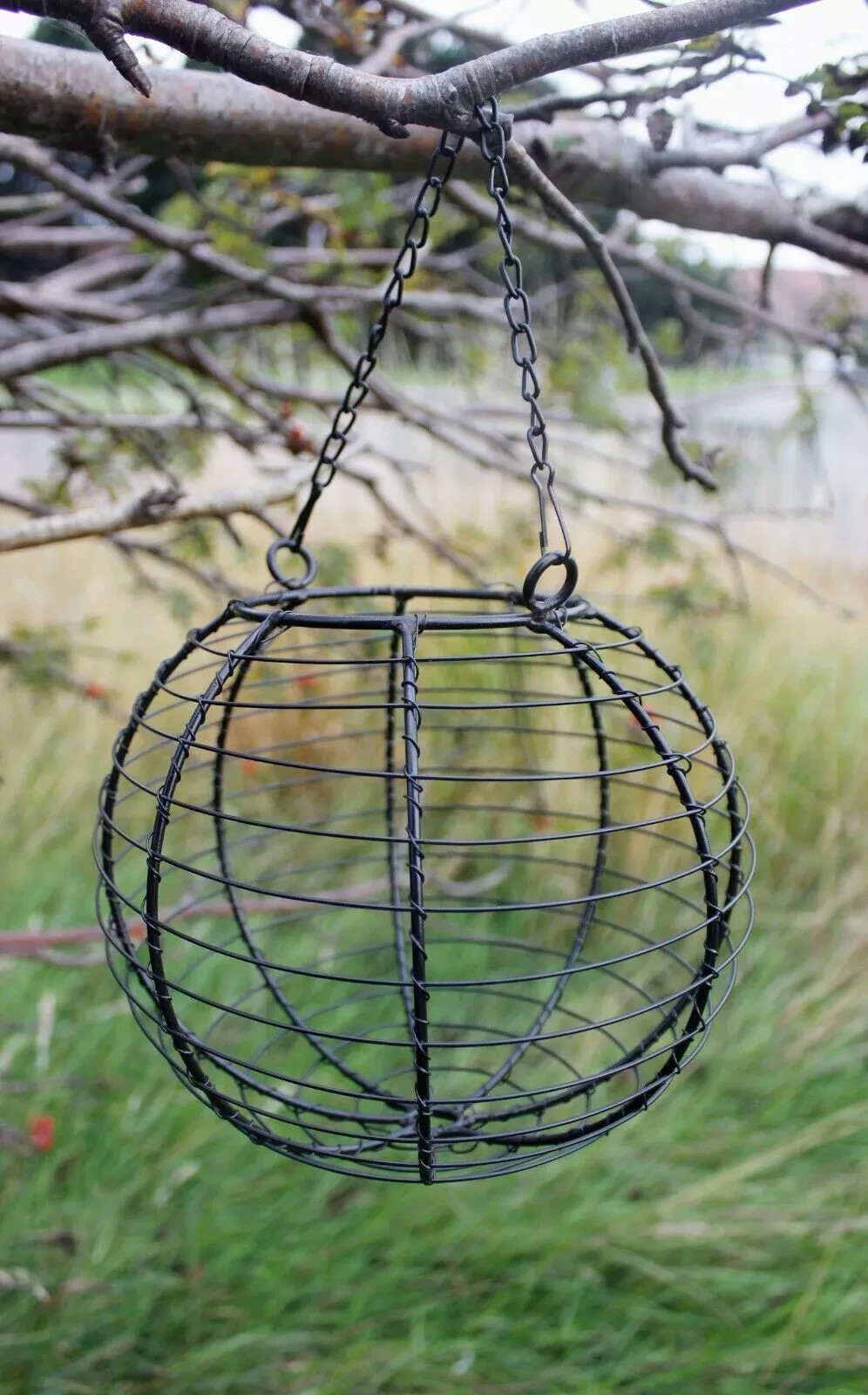 Hanging Bird Feeder Peanut Suet Ball Feeding Station Round Metal Garden Outdoor