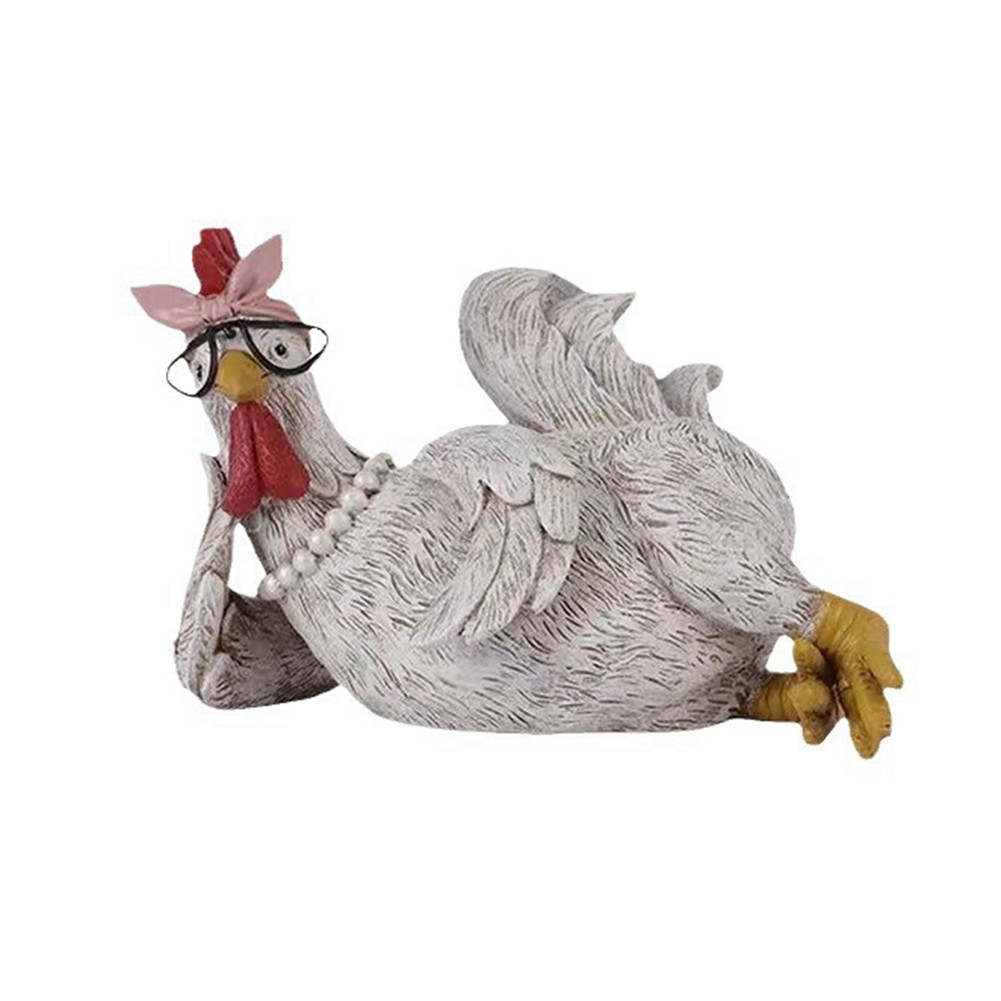 2X(Funny Rooster Hen Resin Status Desktop Home Cute Rooster Hens Figurines3909