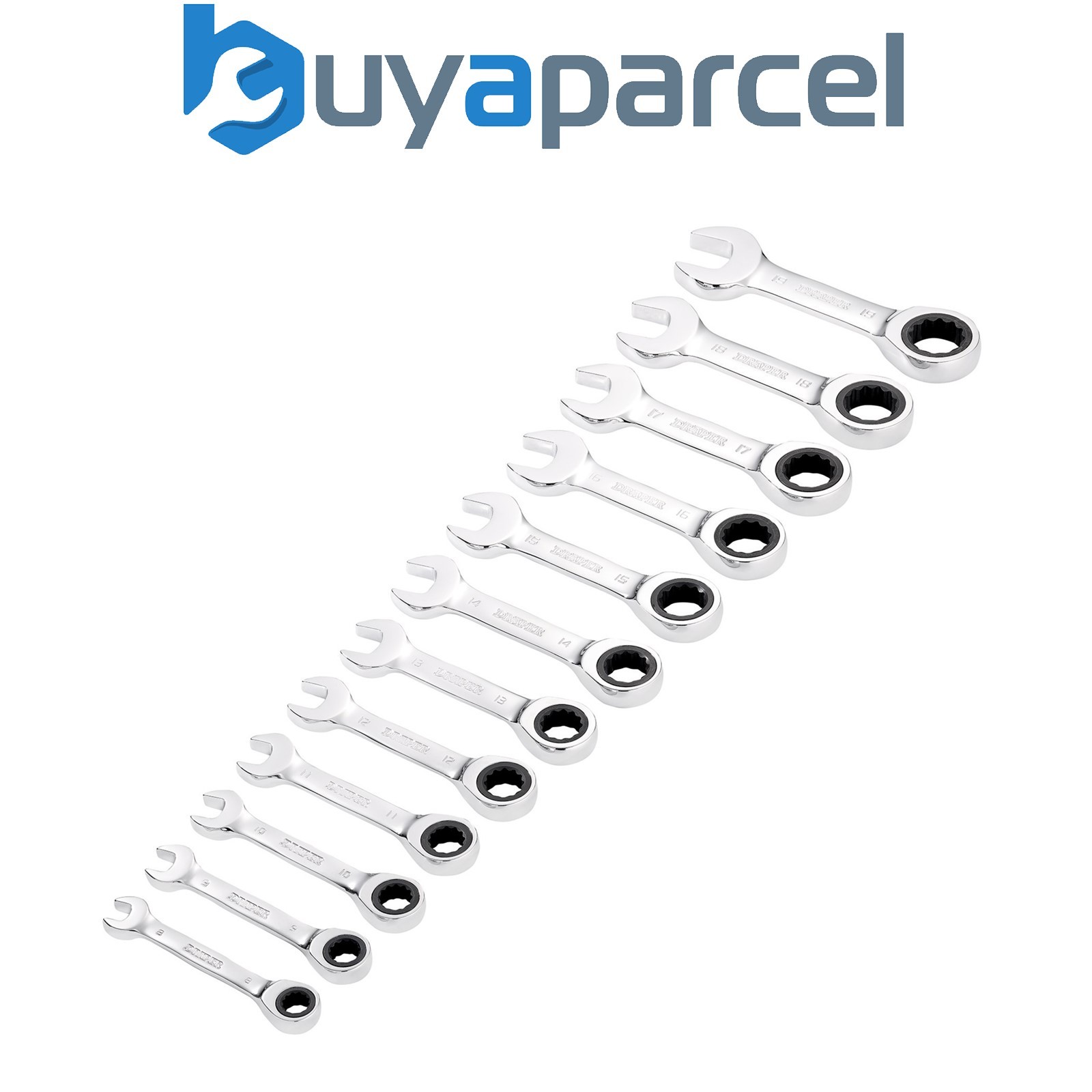 Draper 27931 Draper HI-TORQ Metric Stubby Ratchet Combination Spanner Set (12 Pi