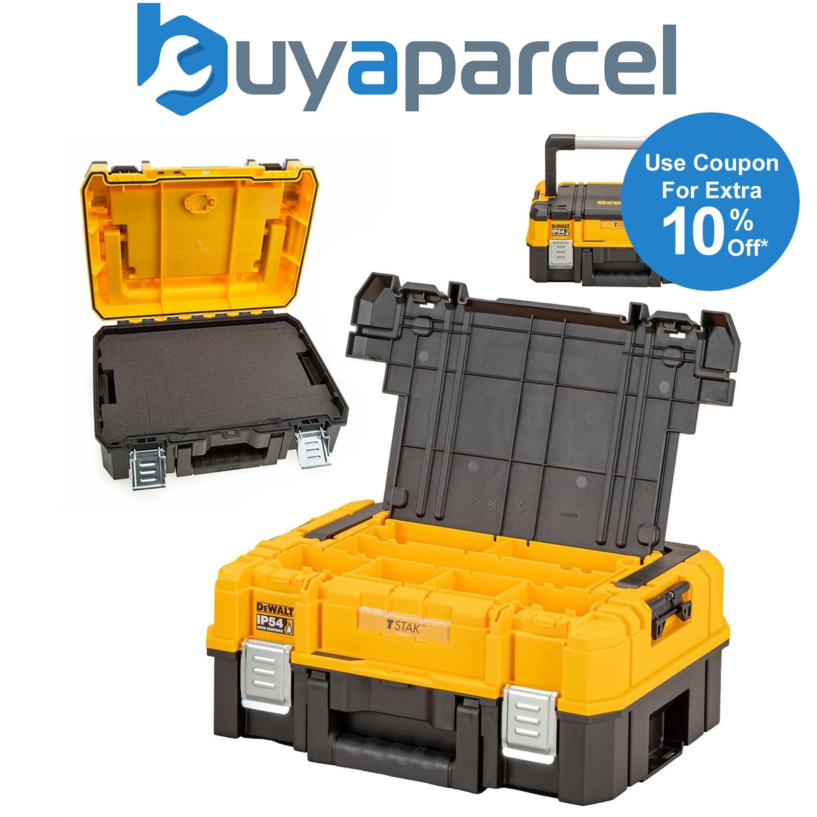 Dewalt DWST83344-1 TSTAK 2.0 IP54 Stackable Power Tool Storage Box + Foam Inlay