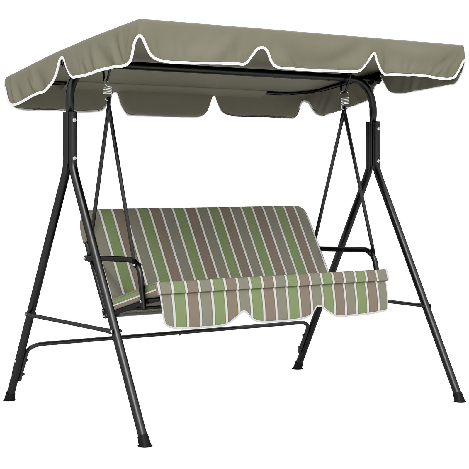 Outsunny Outdoor 3-person Metal Porch Swing Chair Bench Canopy Green