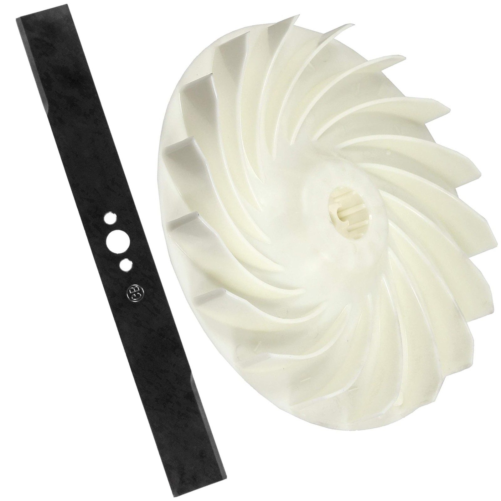 Blade for TITAN TTB1019HVM Lawnmower 36cm Replacement + Impeller Fan