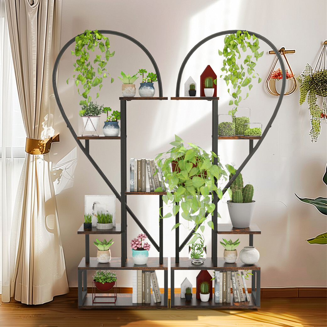 6 Tiered Metal Plant Stand Heart Shape Ladder Flower Stand fr Living Room Garden