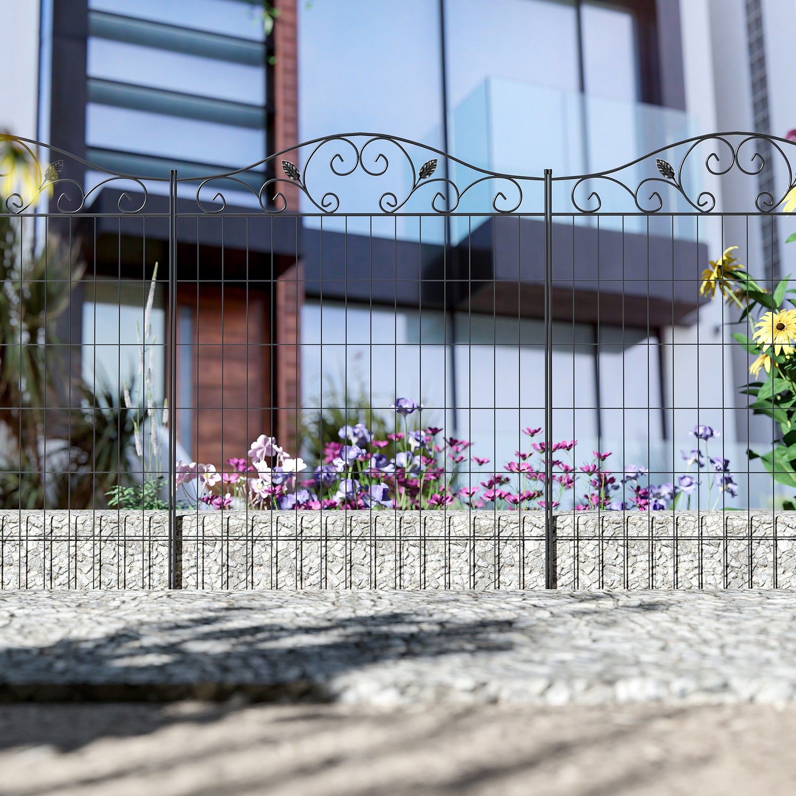 Outdoor Decorative Garden Fence, 8 Panels Metal Border Edging for Landscaping