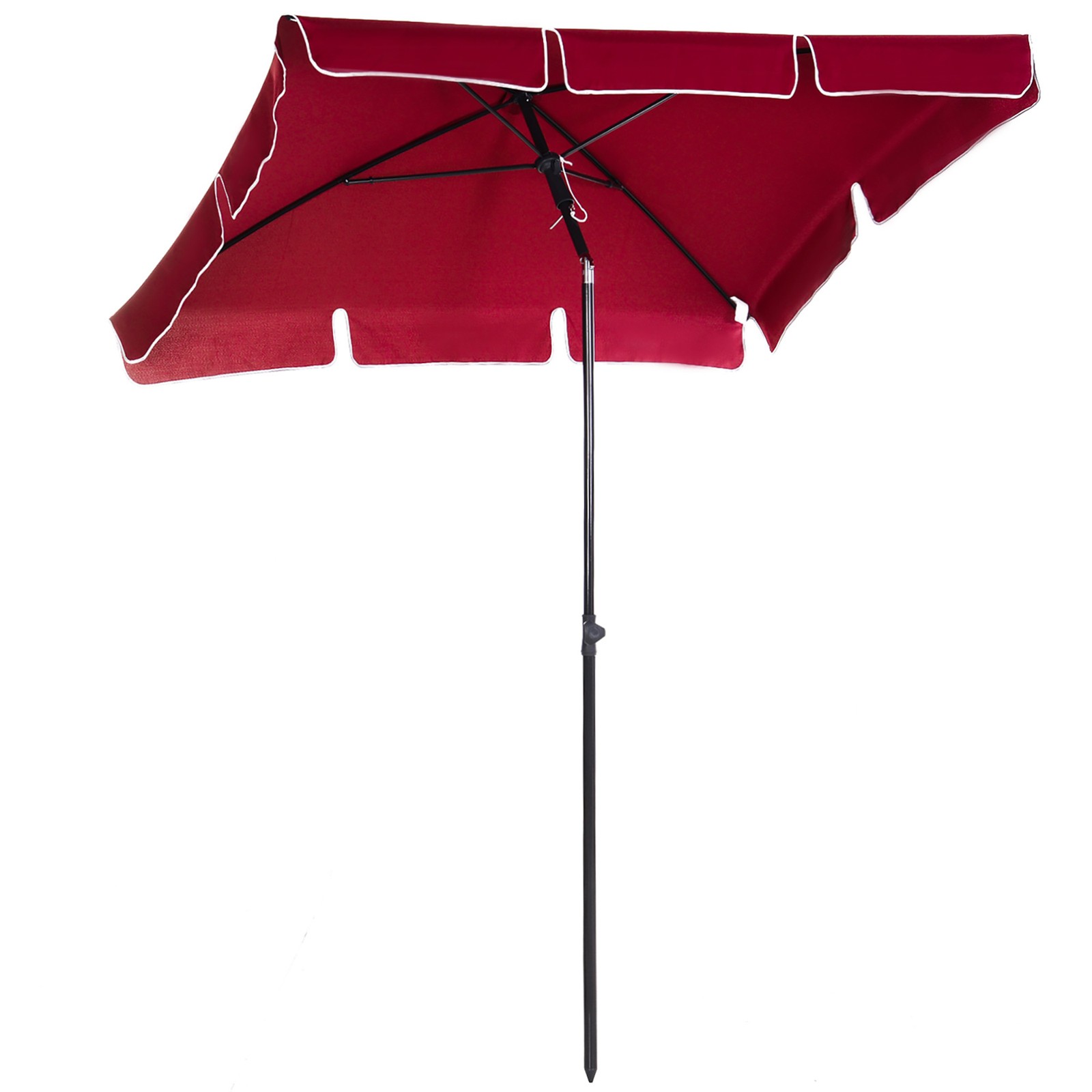 Outsunny Aluminium Sun Umbrella Parasol Patio Rectangular 2M x 1.3M Red