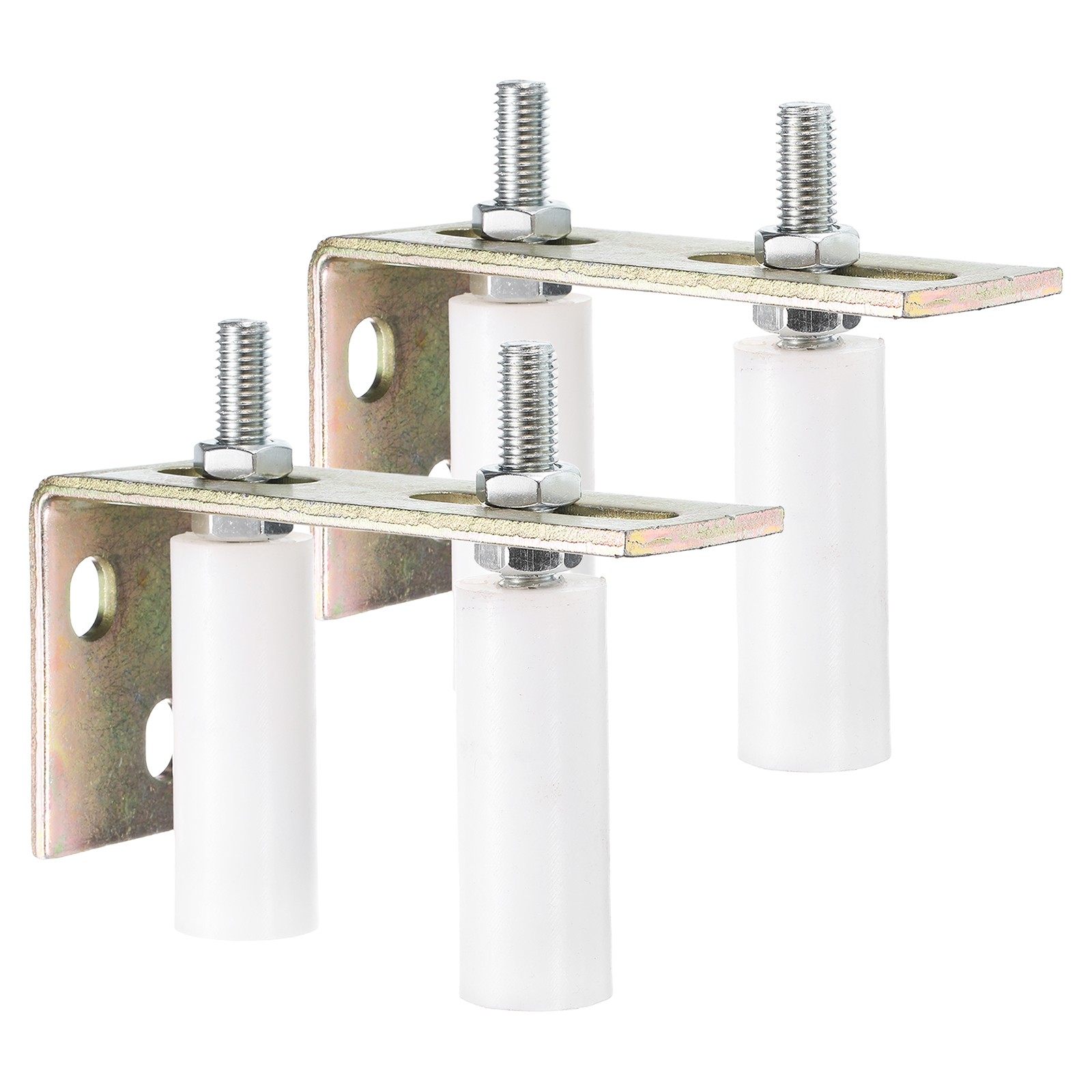 4 Pcs Slide Gate Guide Roller, 3" Nylon Gate Support Rollers w Bracket, White